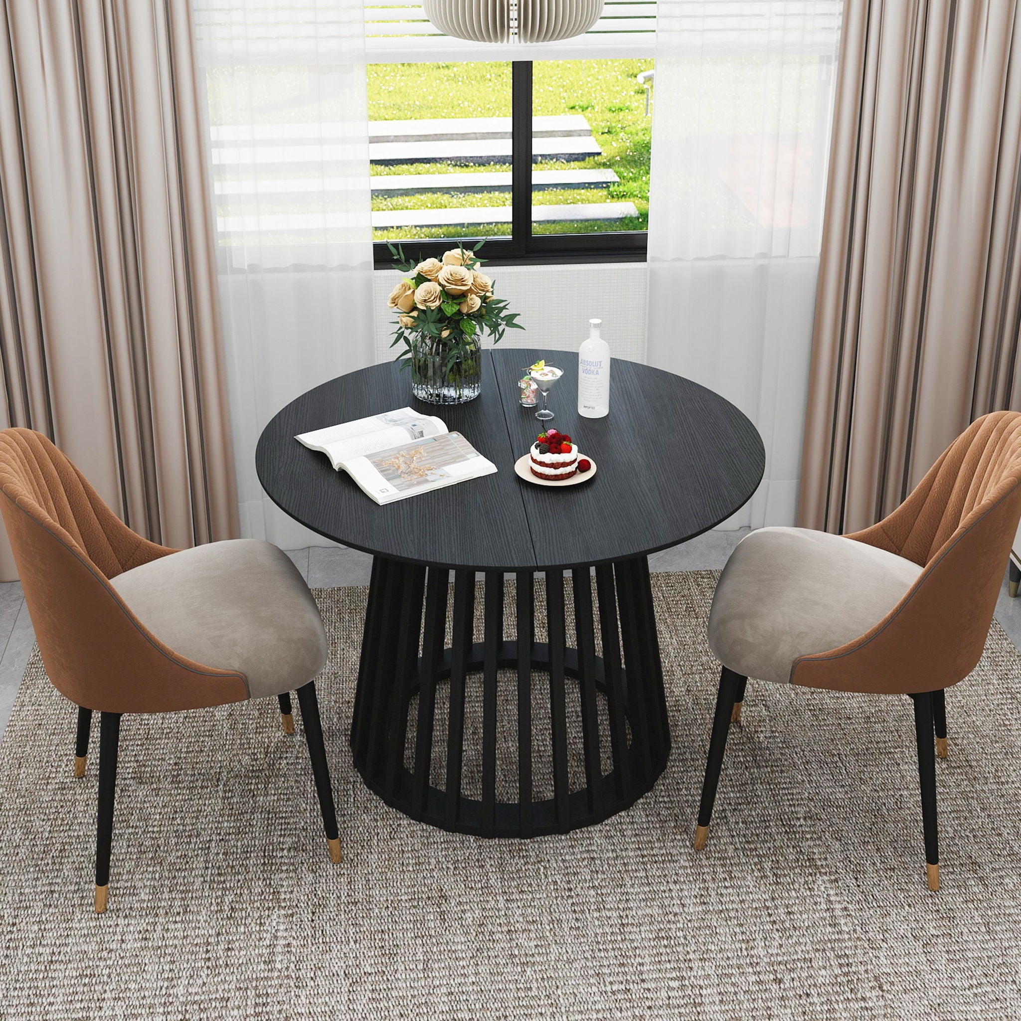 Modern Round Coffee Table With Grille Moldin