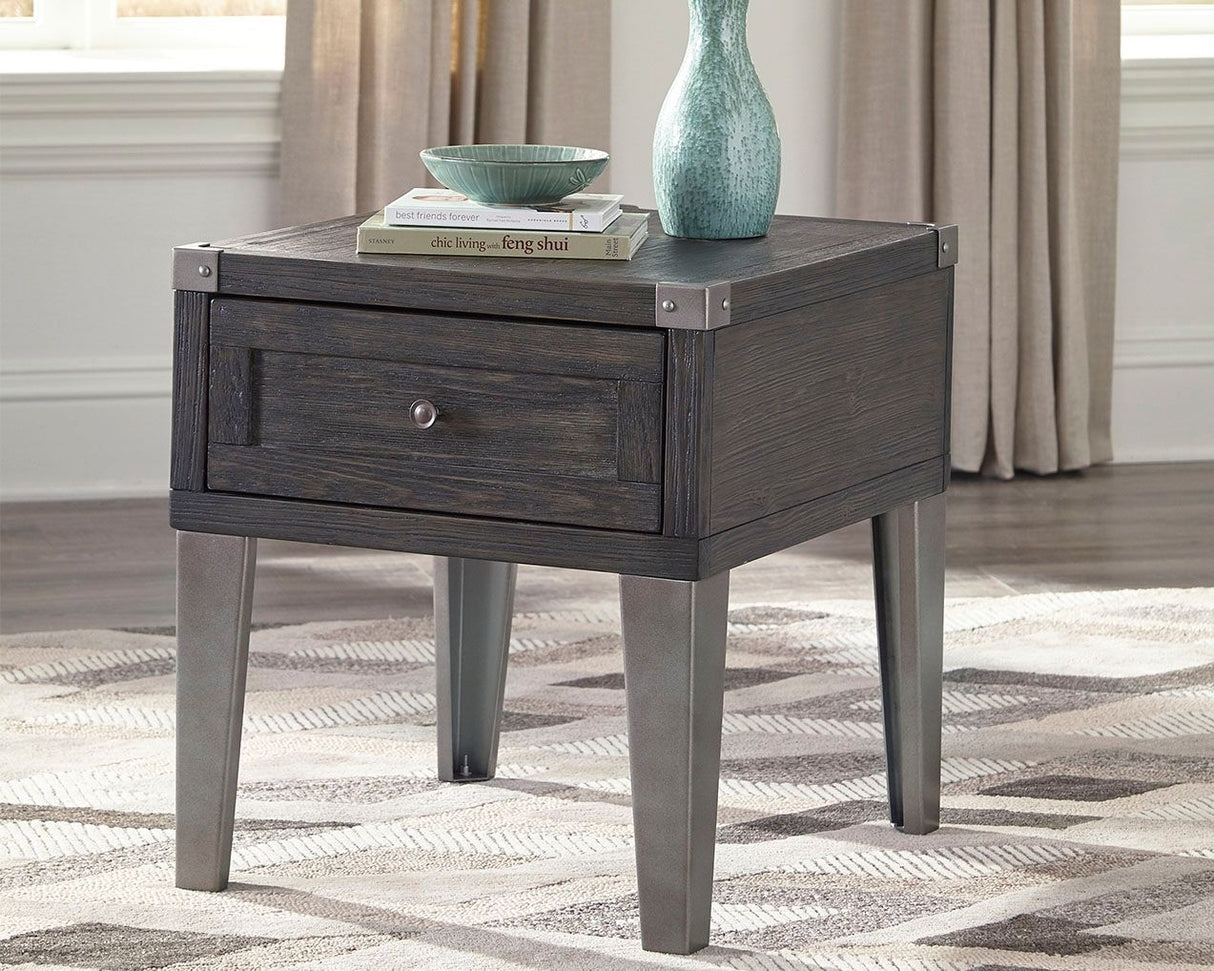 Ashley Furniture Todoe - Dark Gray - Rectangular End Table | Meri Furniture