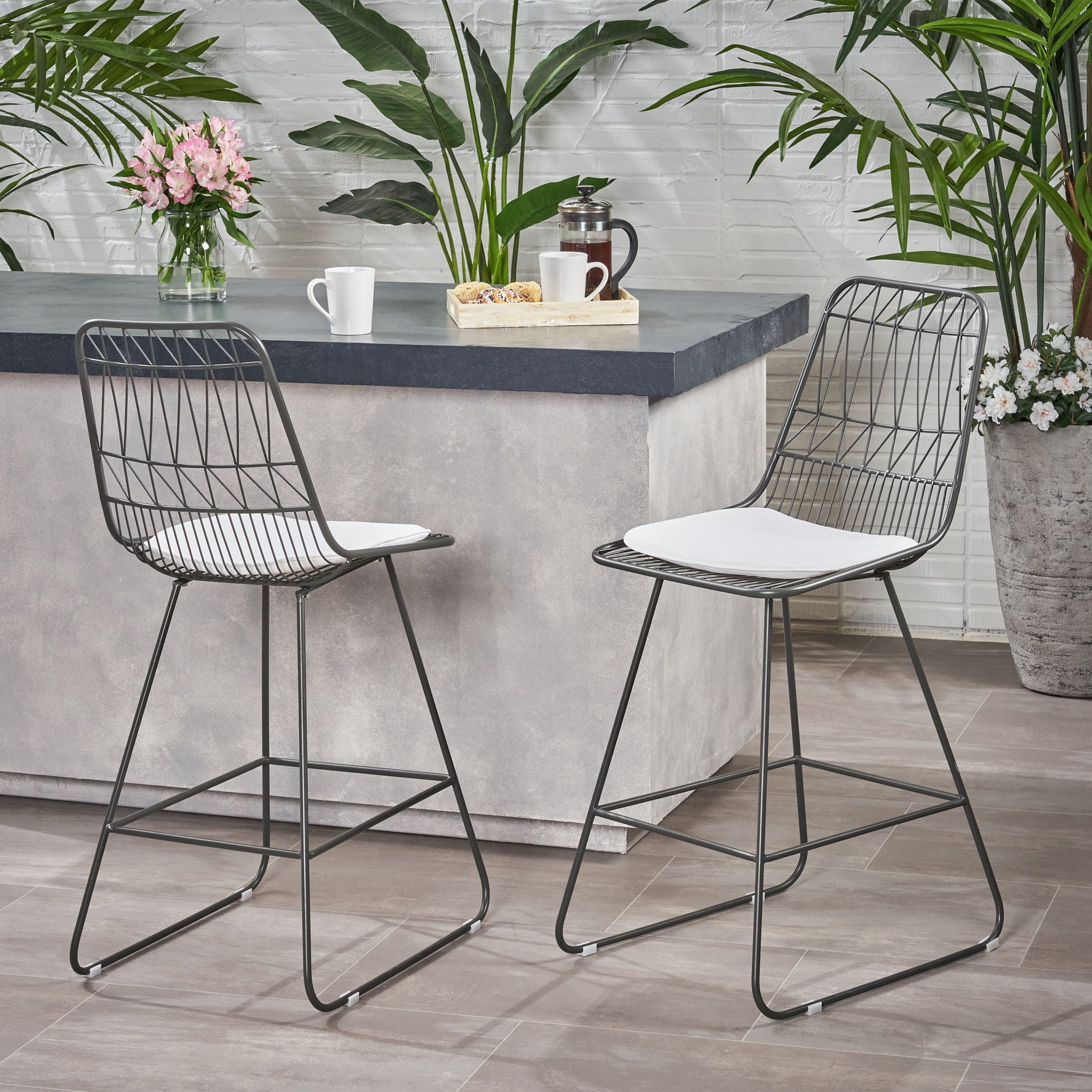 Yearning - Iron Counter Stool With Water Resistant Cushion