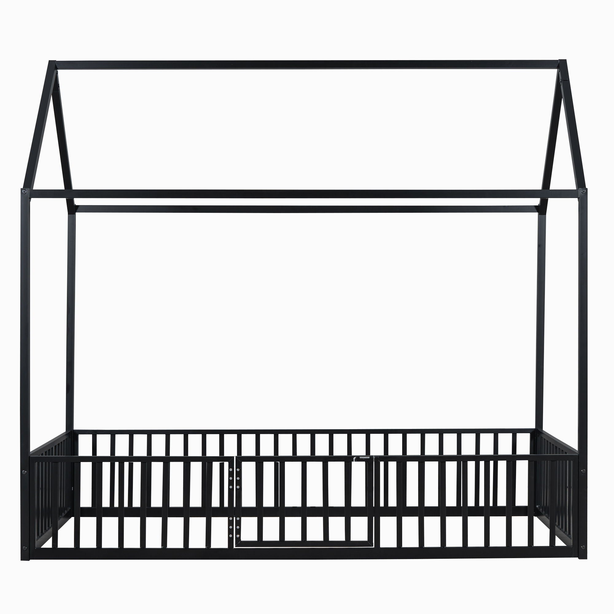 Metal House Bed With Fence And Door