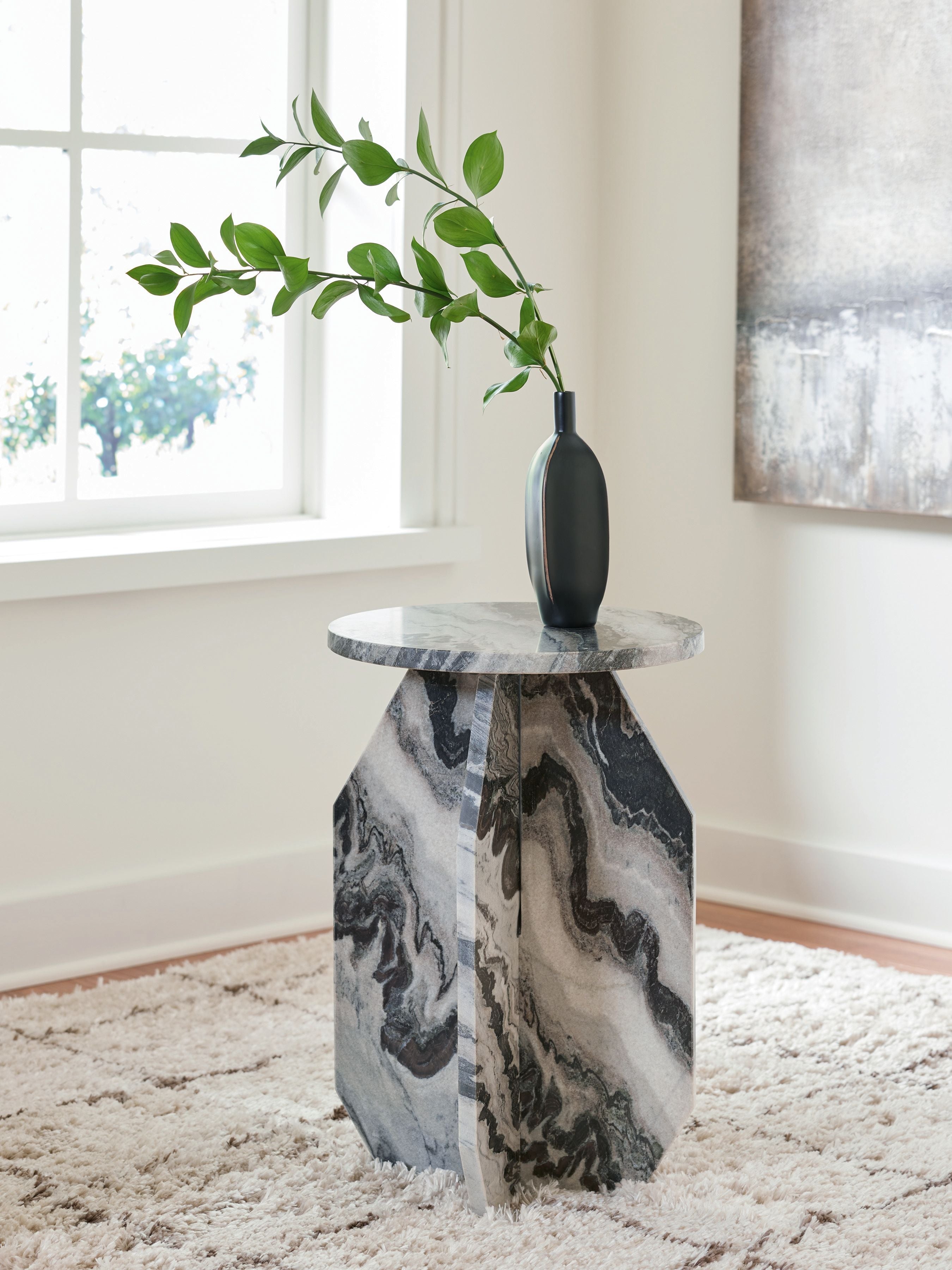 Signature Design by Ashley® Wrenlane - Black / White / Taupe - Accent Table | Meri Furniture
