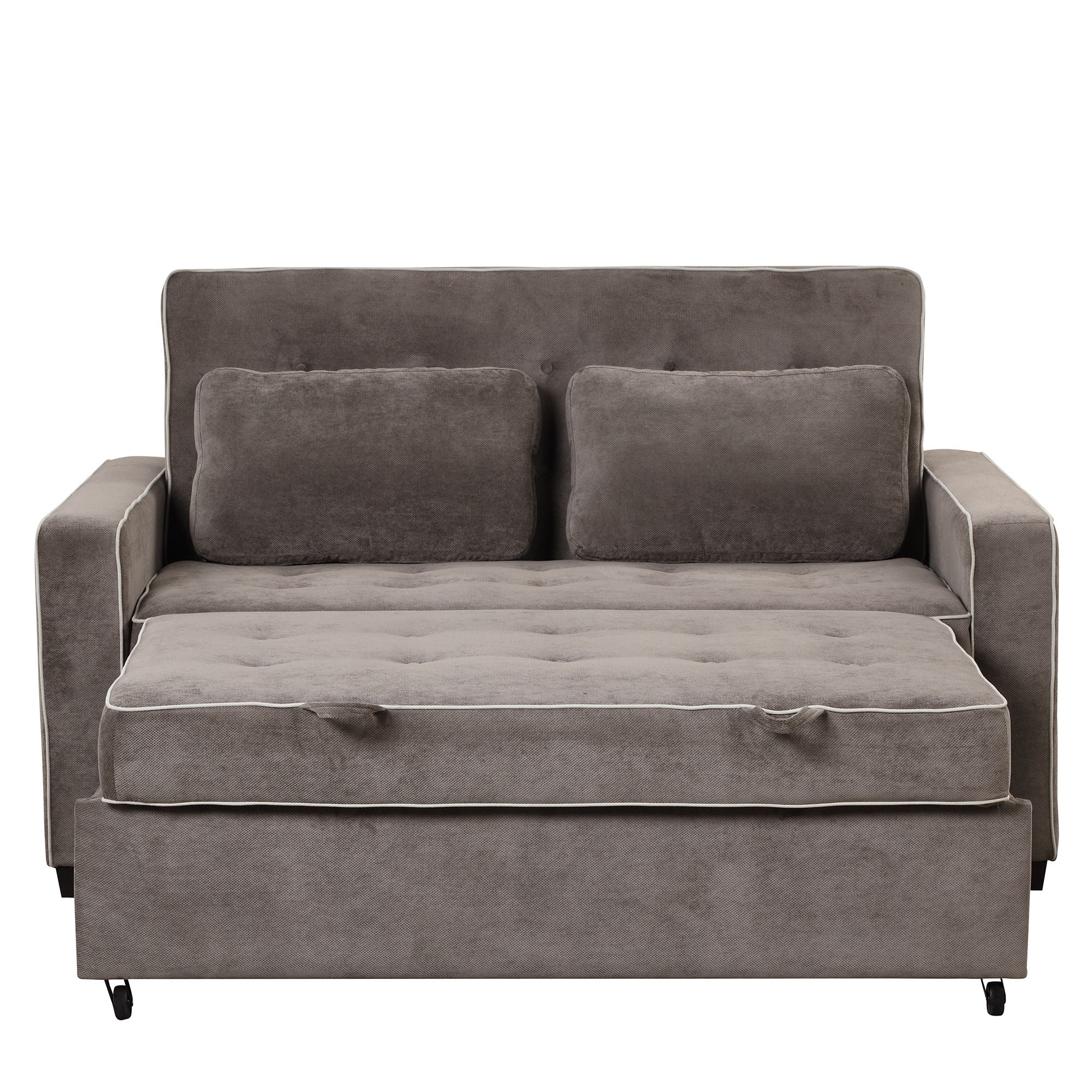 Upholstered Sleeper Bed Sofa With Dual USB Charging, Adjustable Backrest