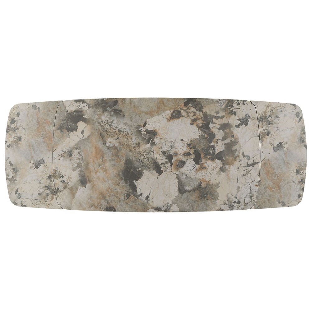 Malika - Ceramic Top Dining Table - Gray & Copper Cross Brushed