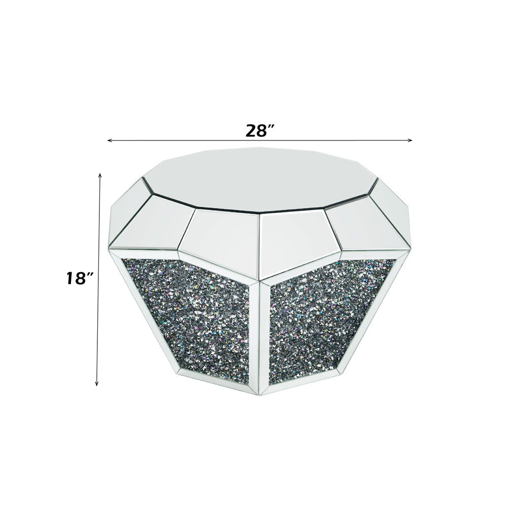 Noralie - 18" Coffee Table - Mirrored & Faux Diamonds