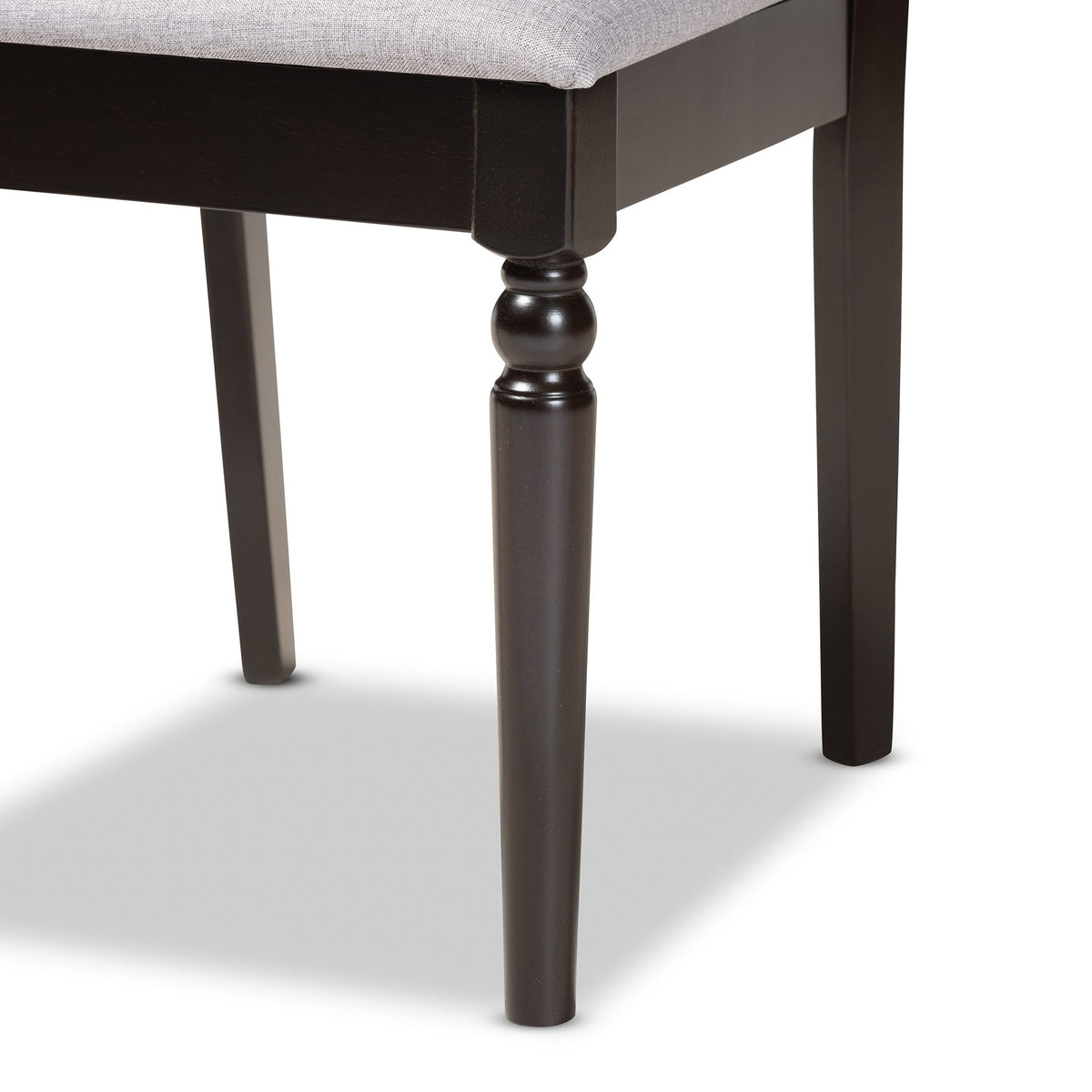 Renaud Modern and Contemporary Grey Fabric Upholstered and Dark Brown Finished Wood 7-Piece Dining Set
