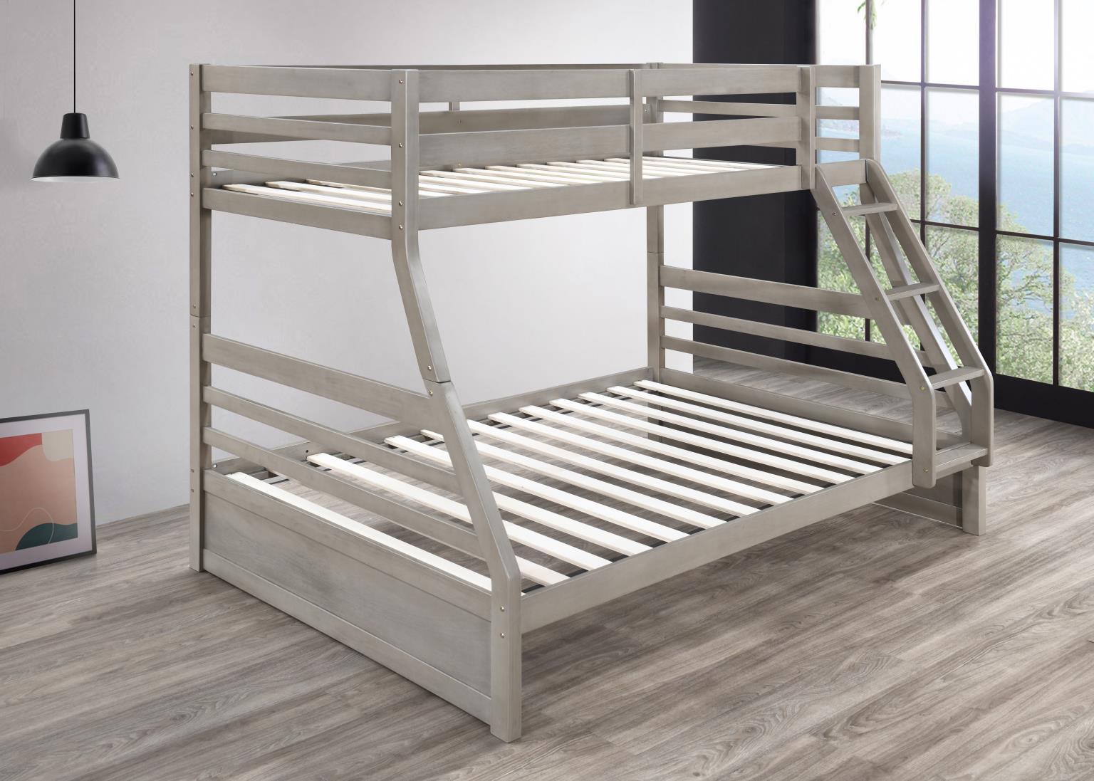 S090 - Twin / Full Bunk Bed - Light Gray