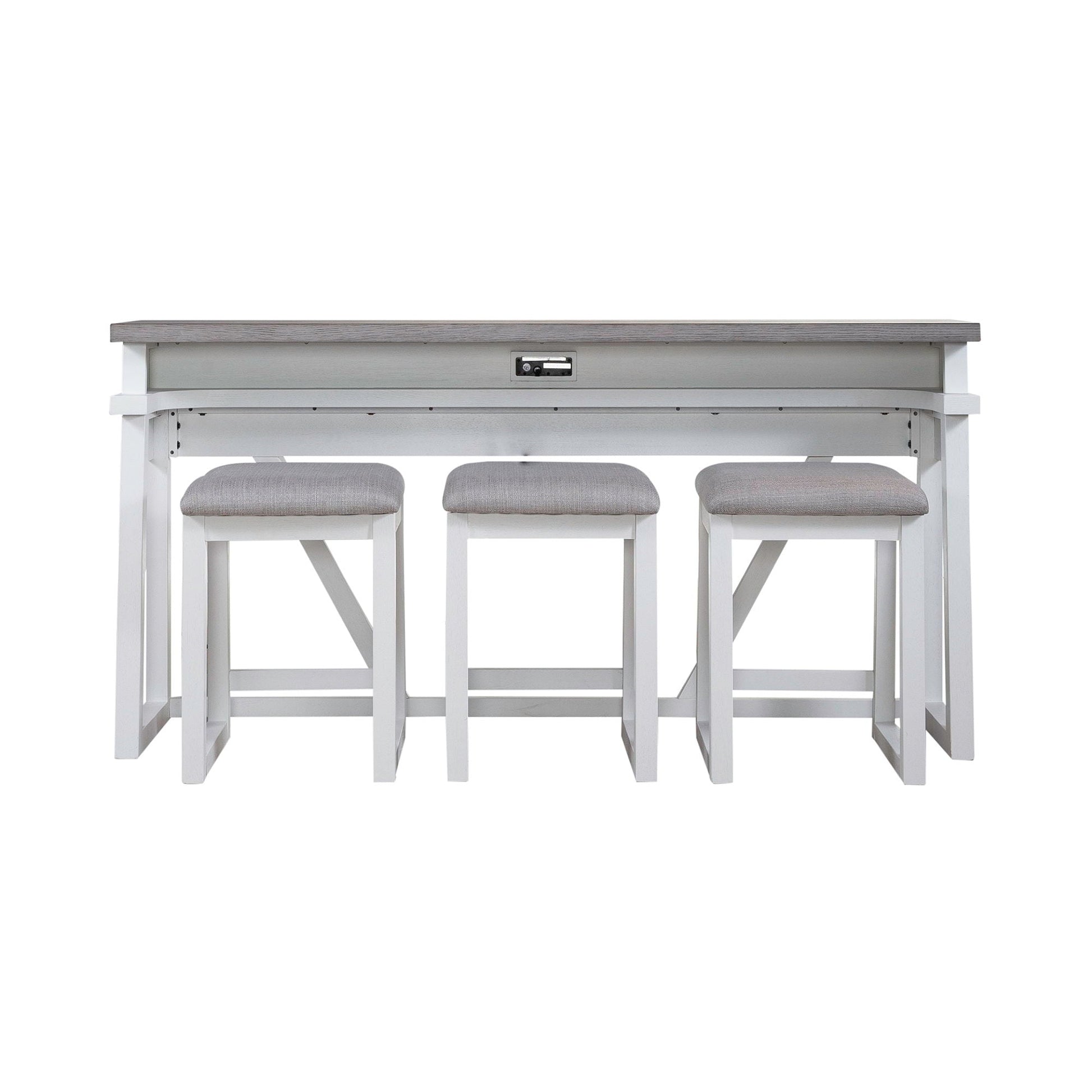 Liberty Furniture Palmetto Heights - 4 Piece Console Set (Console 3 Stools) - White | Meri Furniture