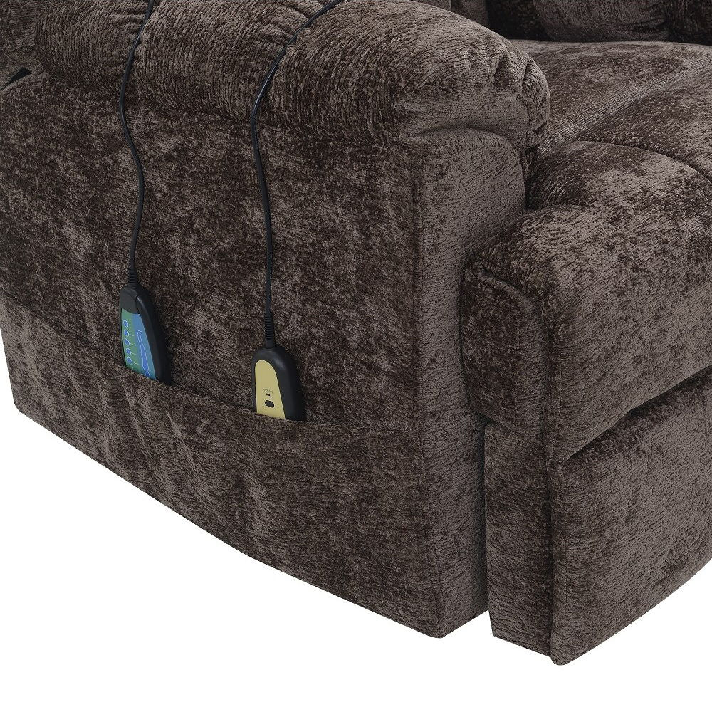 Pacay - Power Recliner With Lift, Heating & Massage - Brown Chenille