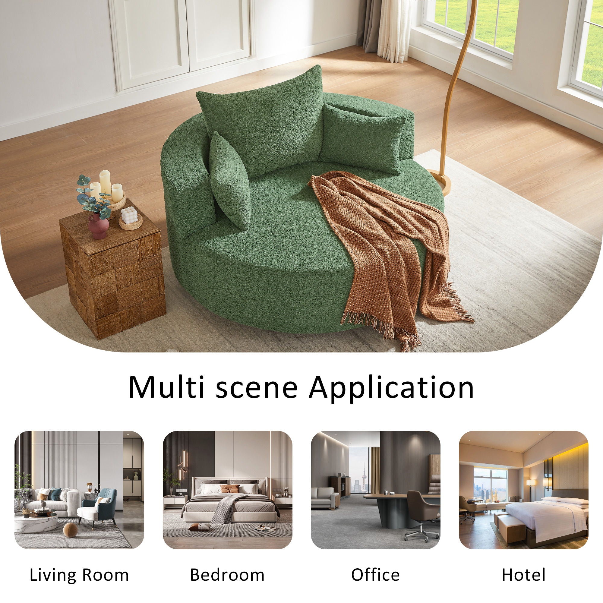 360° Swivel Accent Barrel Chair With 3 Removable Pillows For Living Room