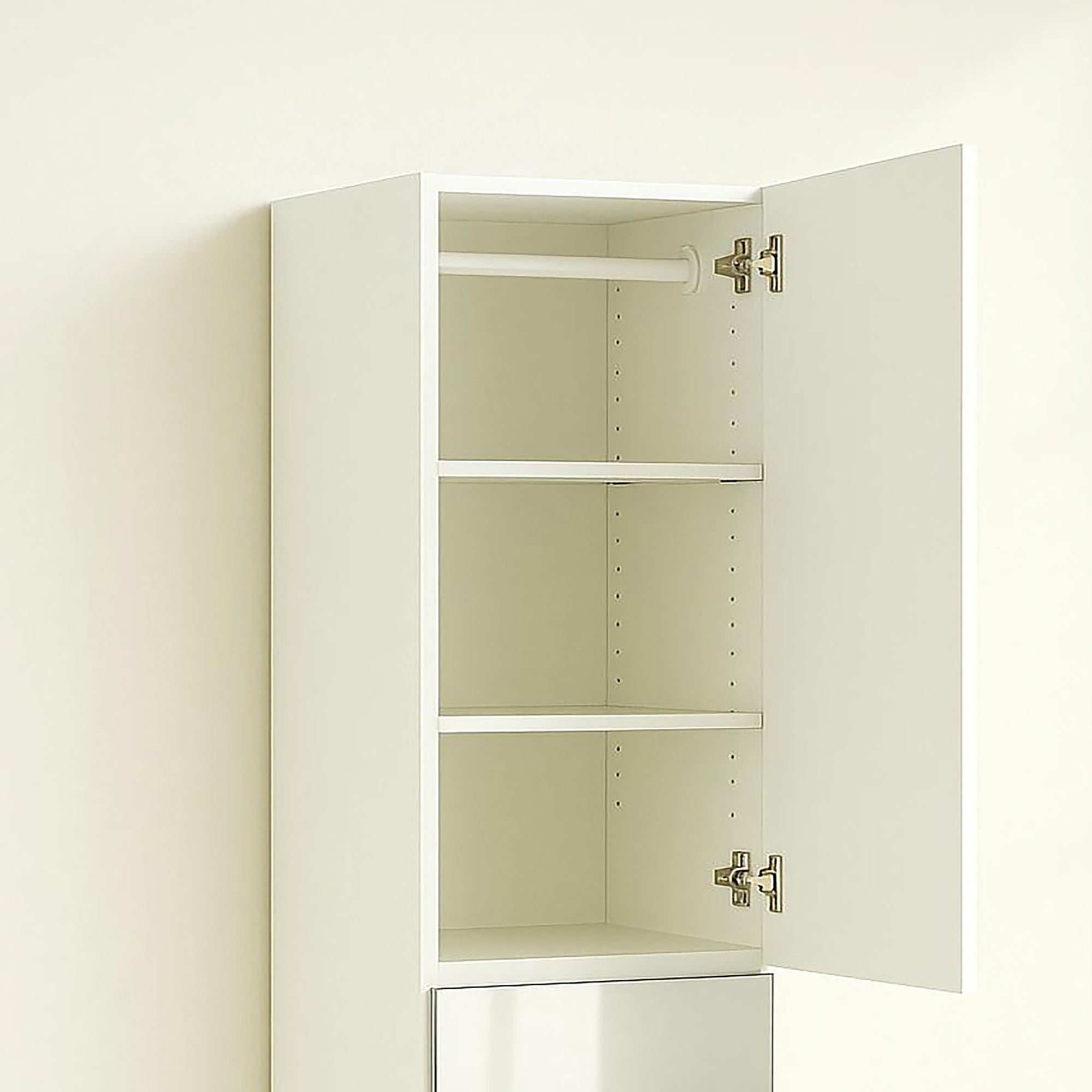 Elise - Slim Modular Wood Closet Cabinet With Mirror In Durable Melamine Construction - White