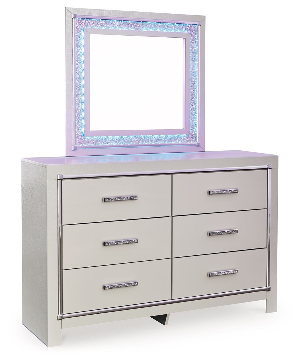 Signature Design by Ashley® Zyniden - Silver - Dresser And Mirror | Meri Furniture