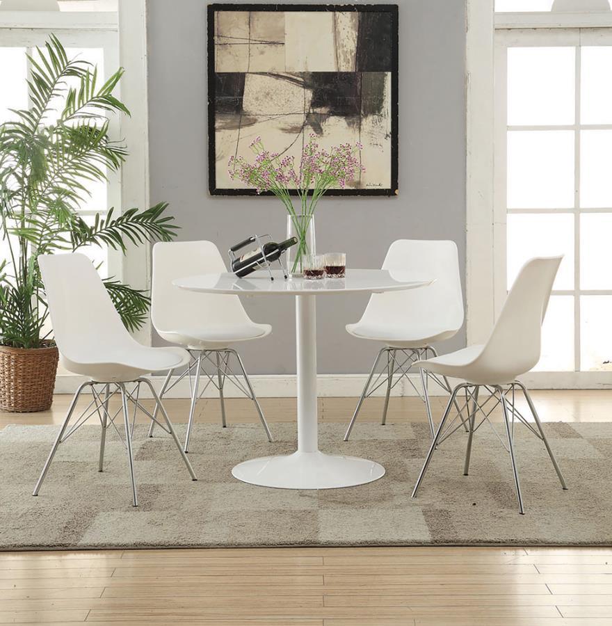 Lowry - Round Wood Top Dining Table - White