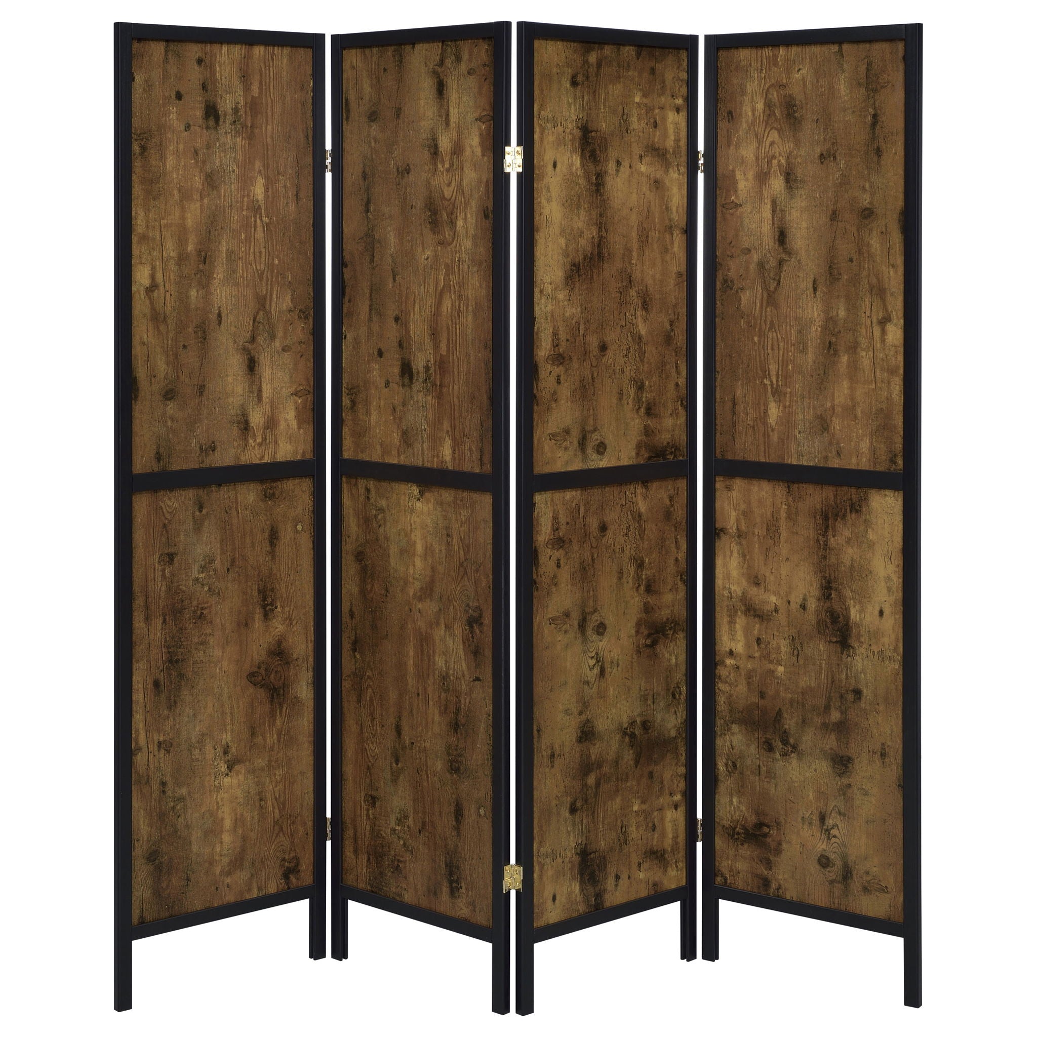 4 Panel Folding Screen, Space Divider - Brown