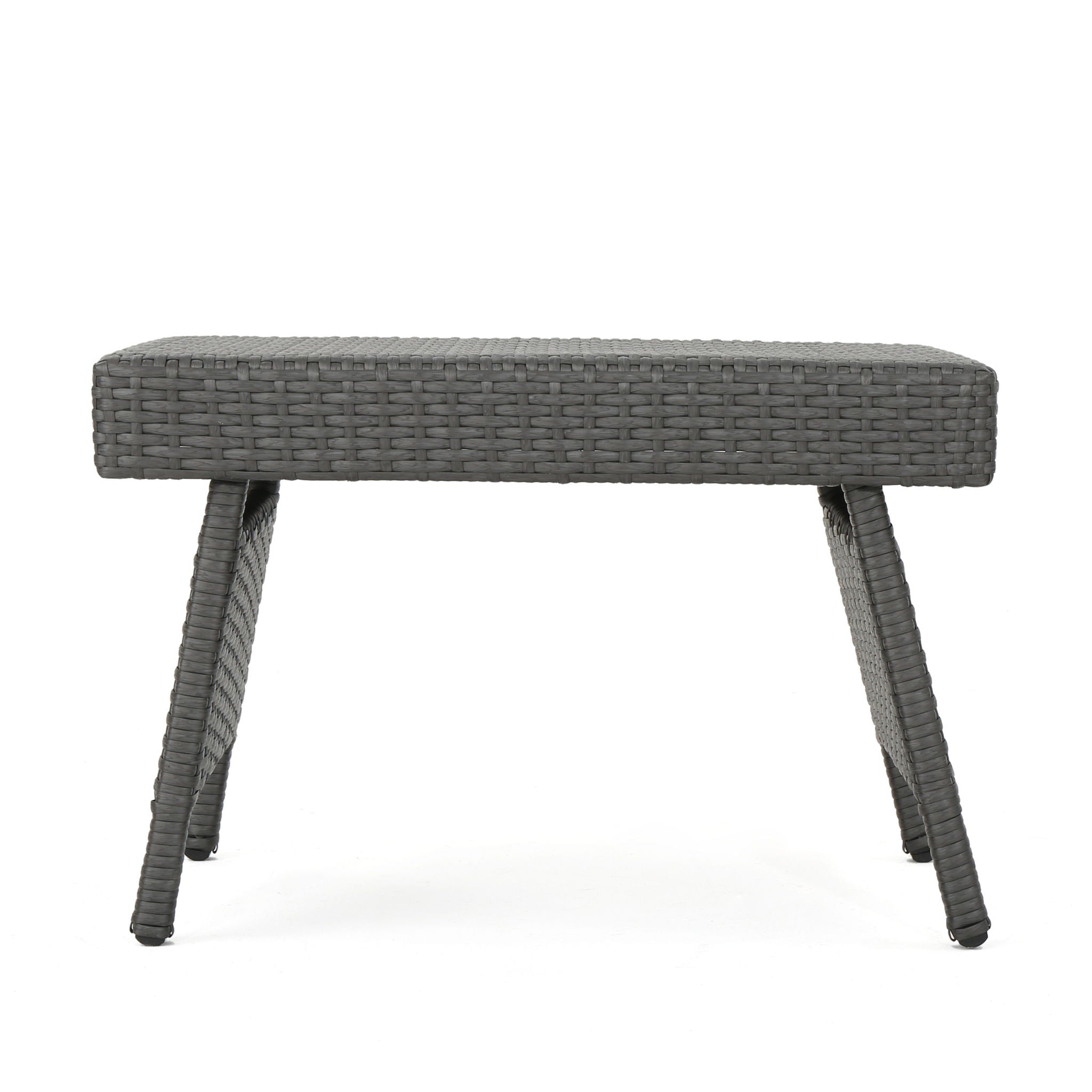 Outdoor Wicker Table With Rectangular Tabletop - Gray