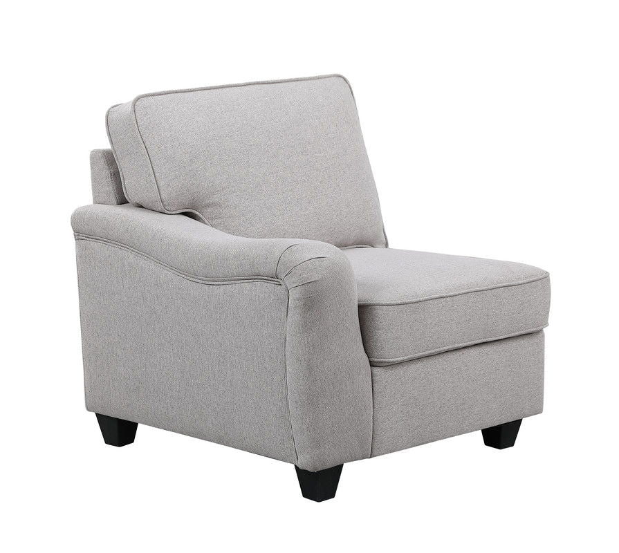 Leo 125"W Light Gray Linen 7Pc Modular L-Shape Sectional Sofa and Ottoman