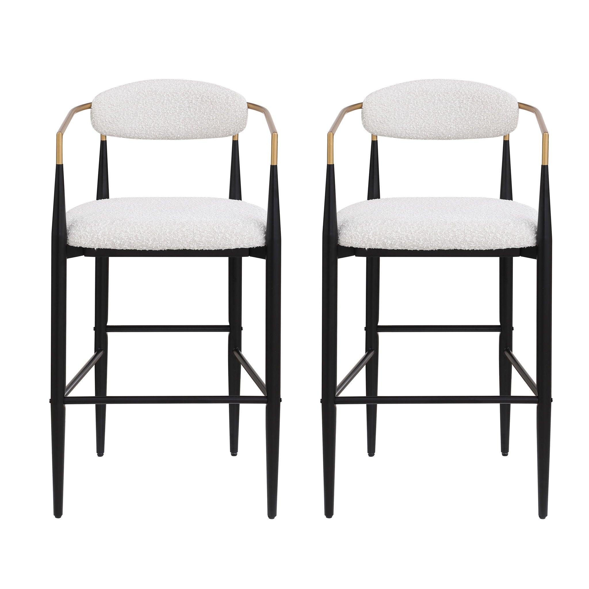 Upholstered Bar Stools With Backs For Kitchen Island (Set of 2) - Beige