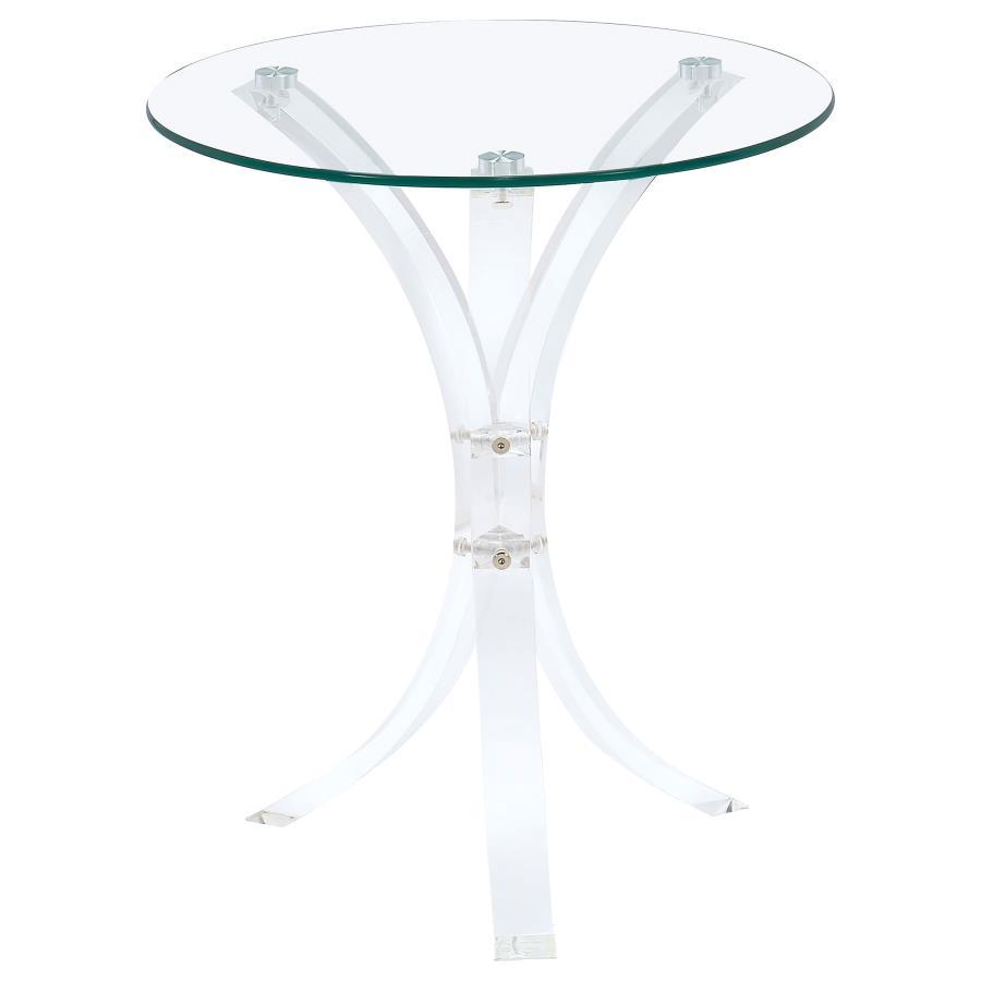 Coaster Fine Furniture Laning - Round Glass Top Acrylic Side Table - Clear | Meri Furniture