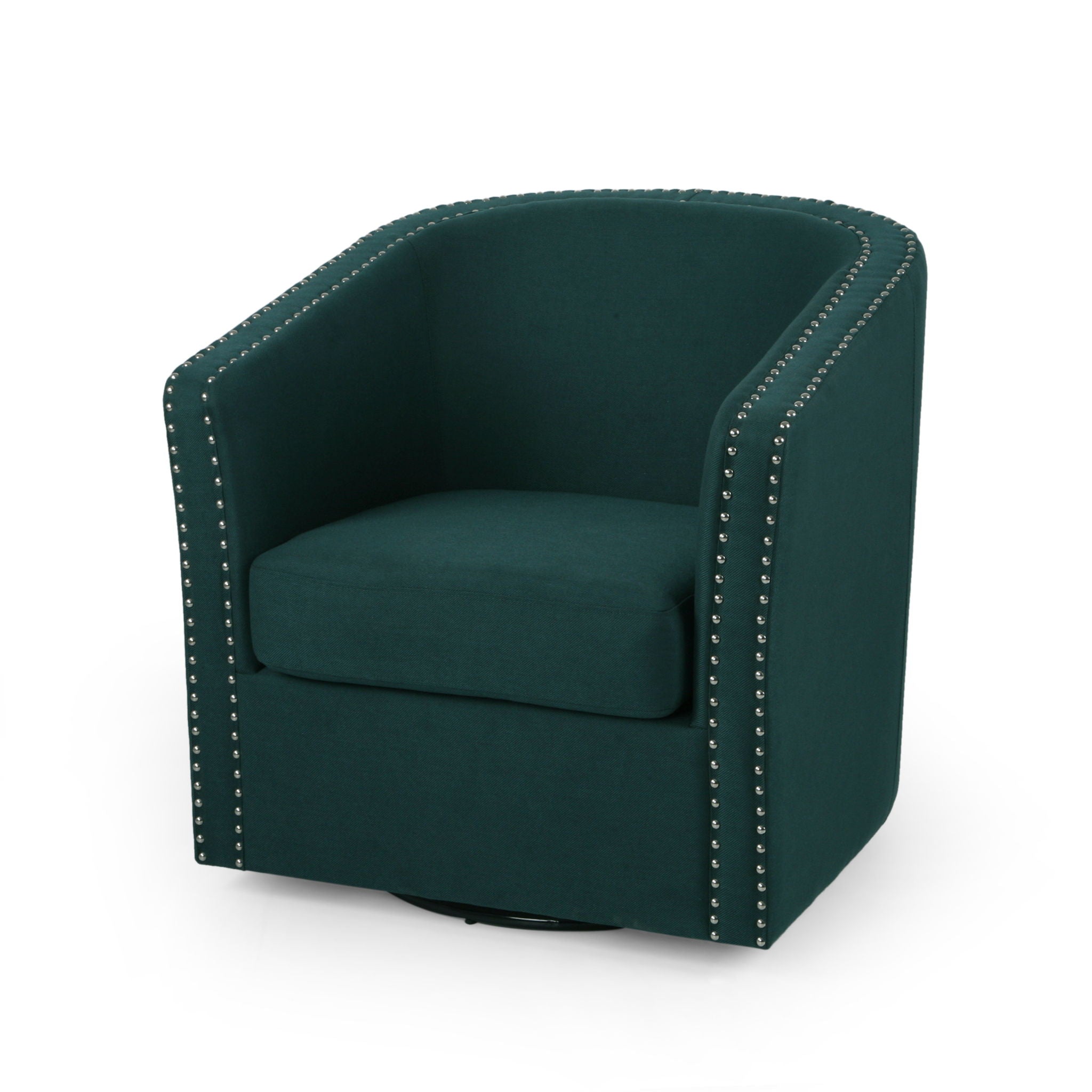Modern Upholstered Swivel Club Chair With Nailhead Trim