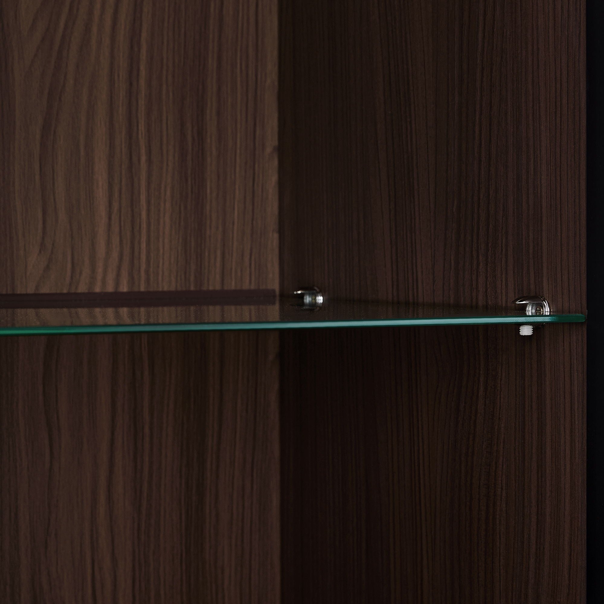 Modern Minimalist Tall Lighted Display Cabinet With Tempered Glass Door - Black / Dark Walnut