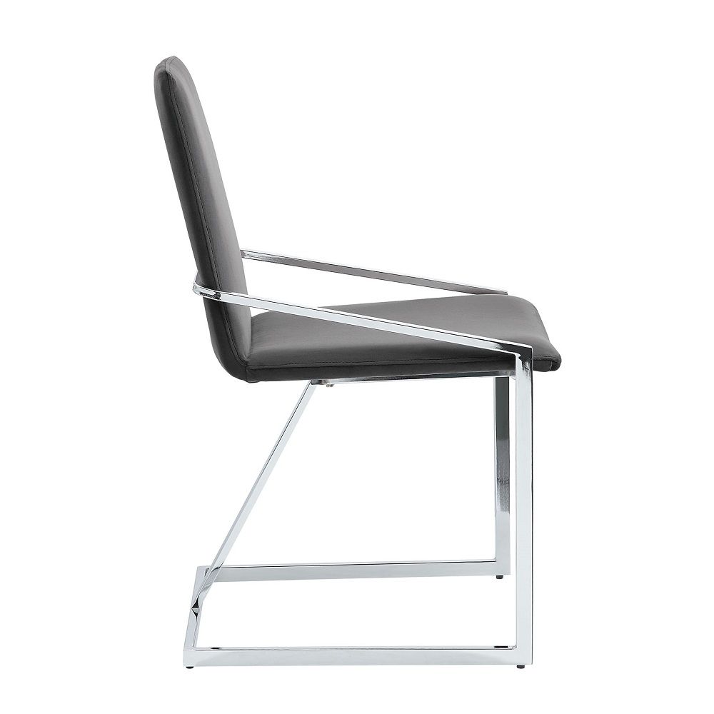 ACME Zlatan - Side Chair (Set of 2) - Gray Velvet & Chrome | Meri Furniture