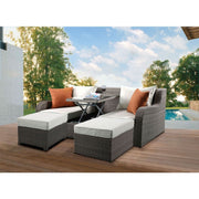 ACME Salena - Patio Sofa & Ottoman - Beige Fabric & Gray Wicker - 30" | Meri Furniture