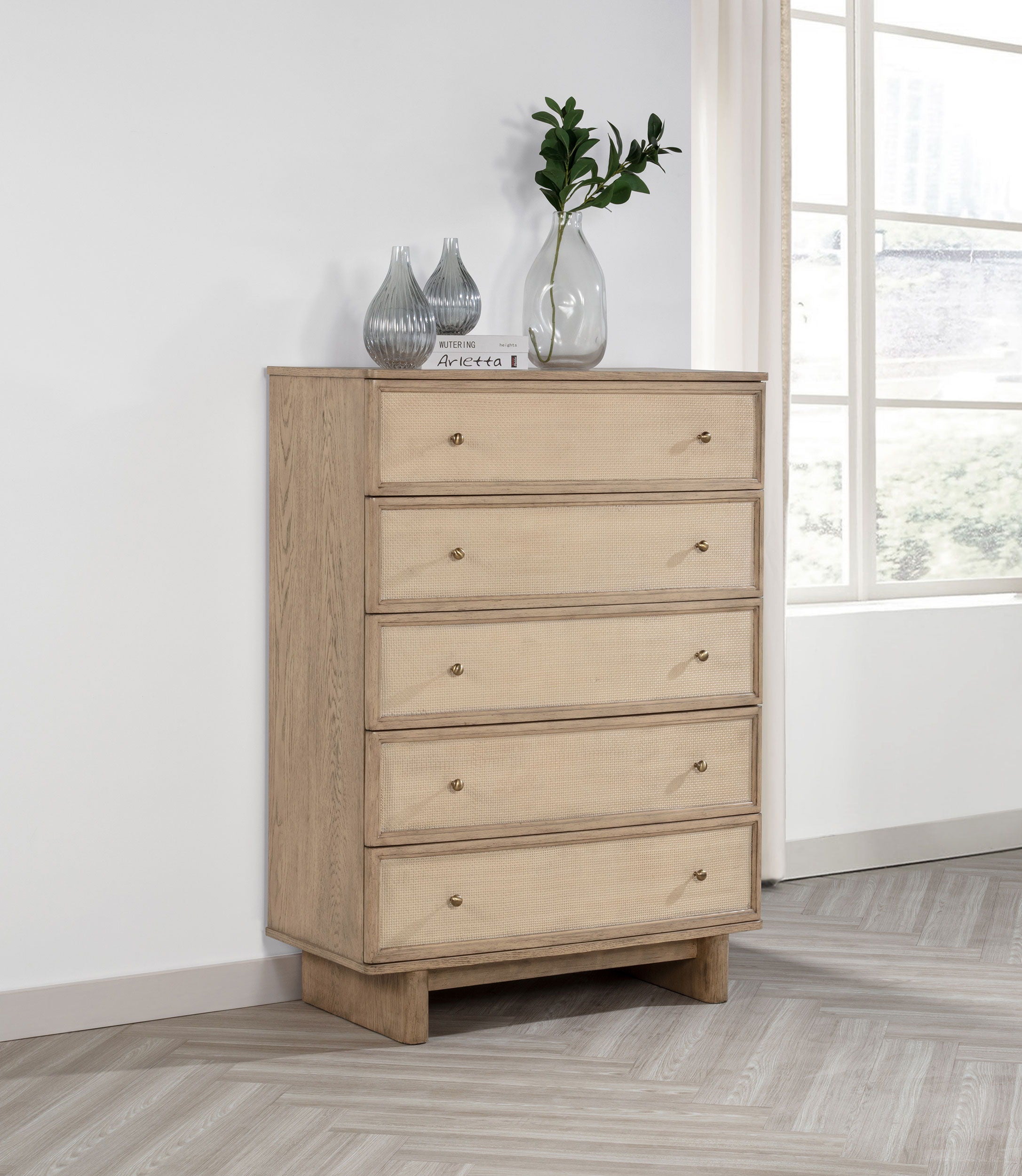 Coaster Fine Furniture Kailani - 5-Drawer Bedroom Chest Of Drawers - Beige Oak | Meri Furniture