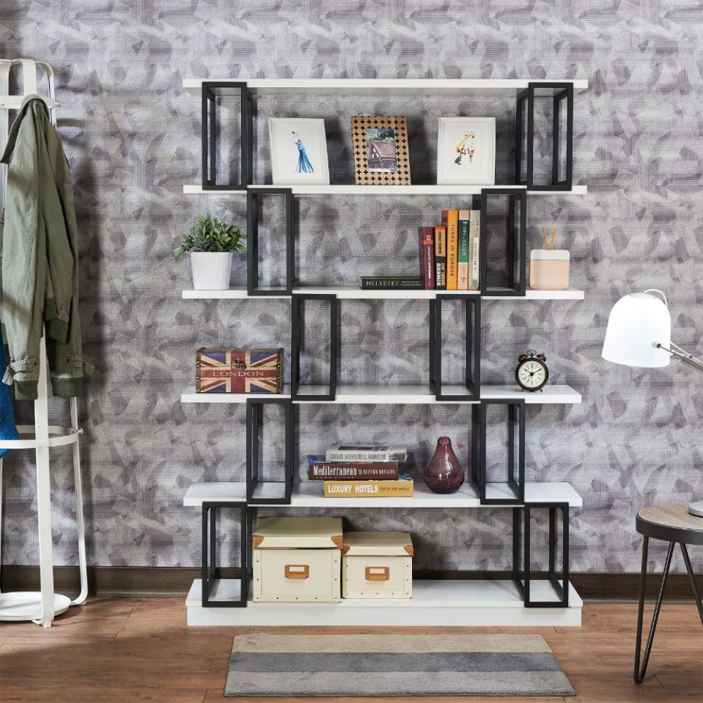 ACME Verne - Bookshelf - White & Black | Meri Furniture