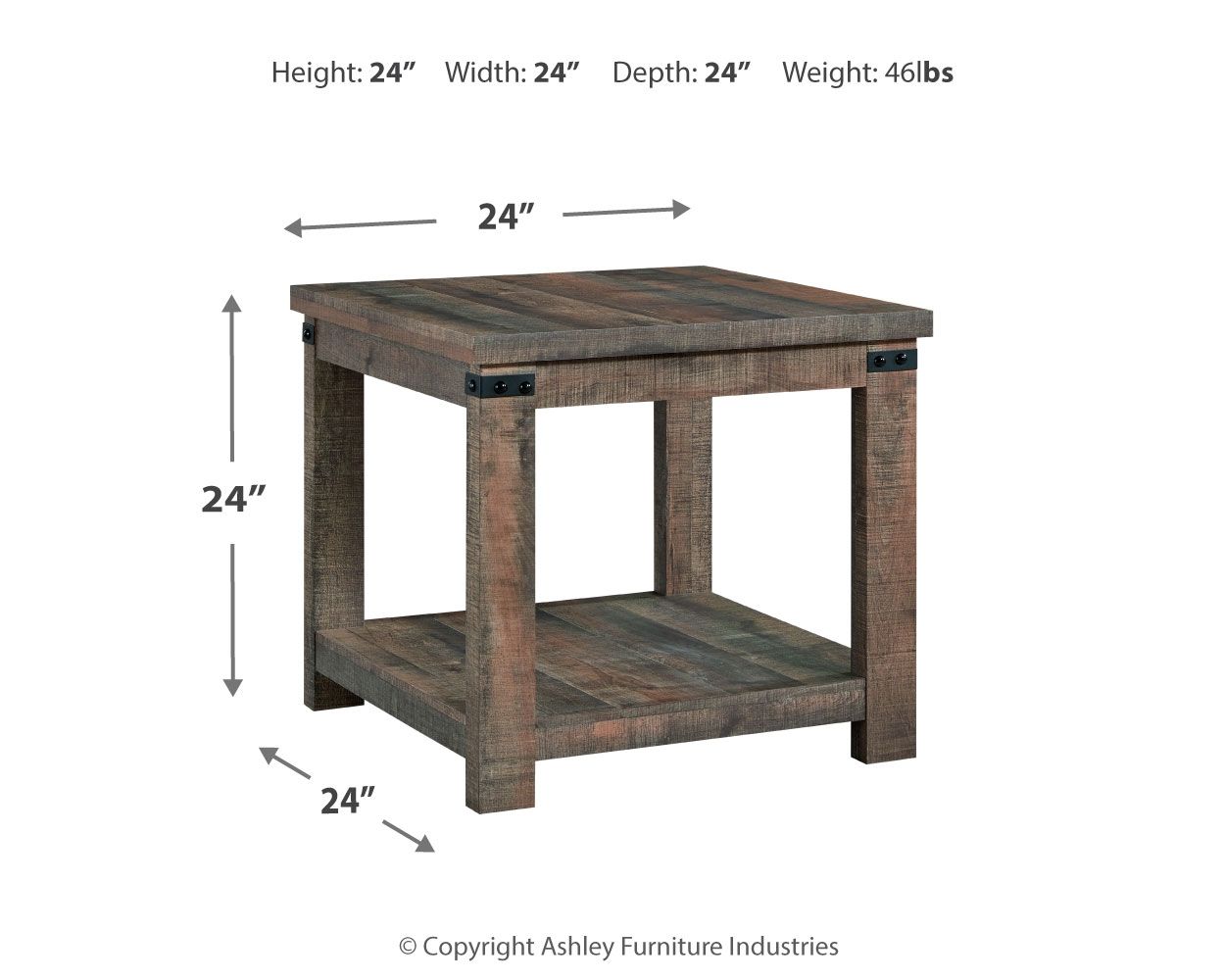 Hollum - Square End Table - Rustic Brown