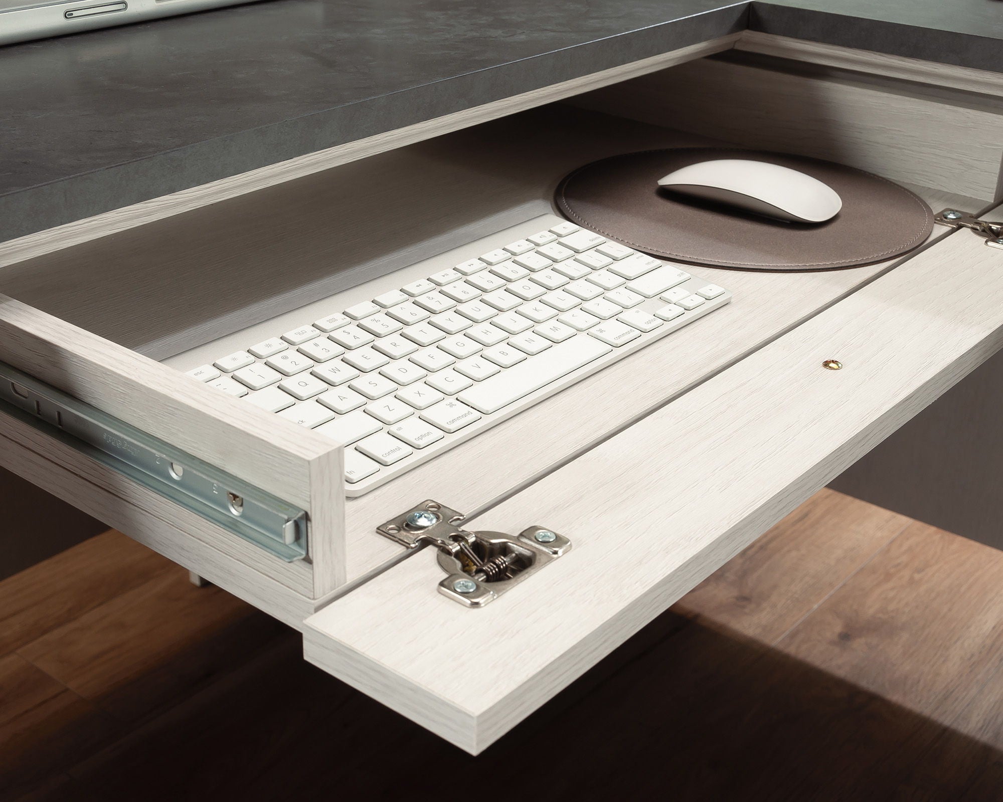 L-Shaped Home Office Desk in Glacier Oak