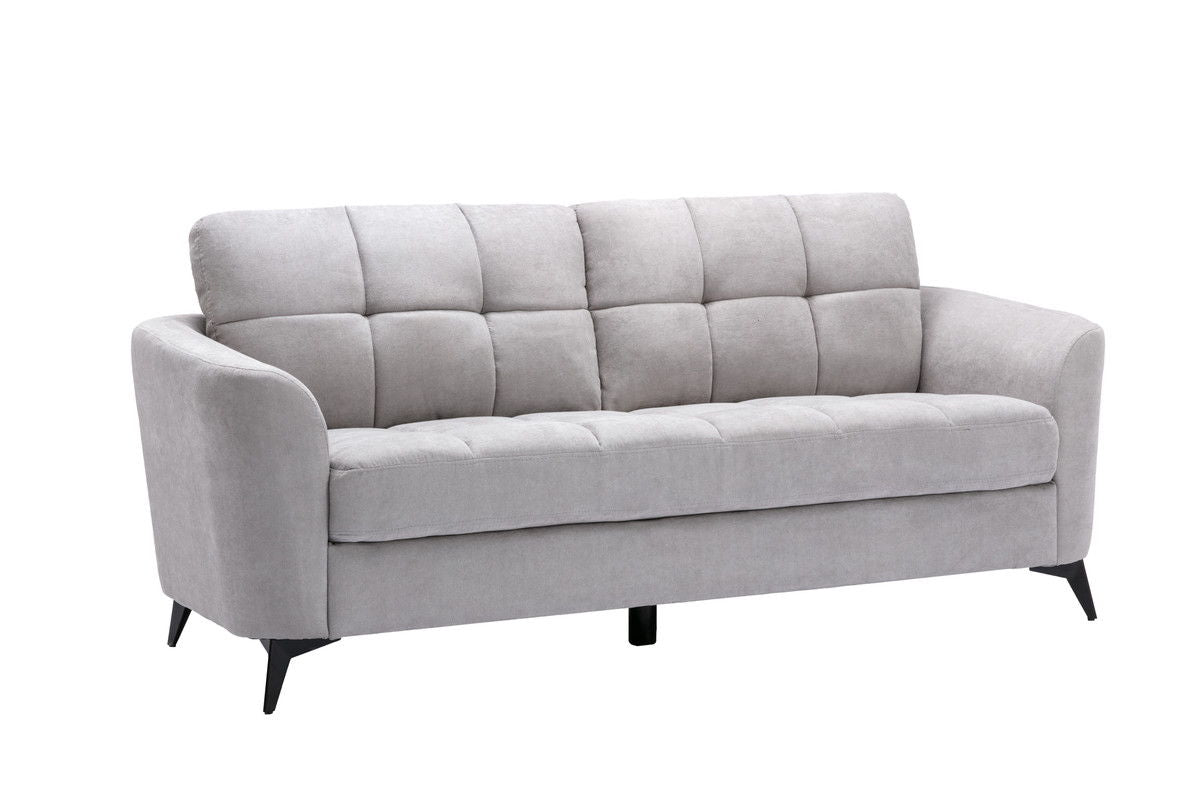 Callie Light Gray Woven Fabric Sofa Loveseat Chair Living Room Set