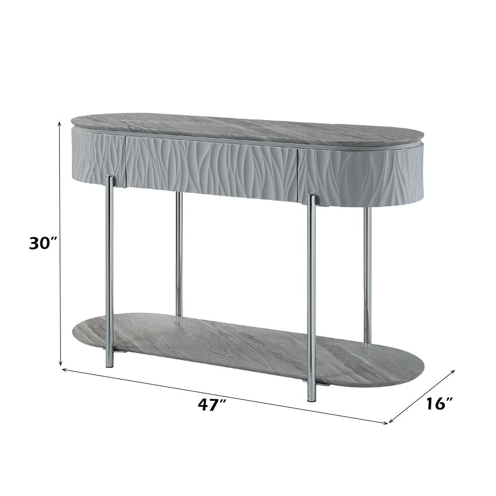 Yukino - Sofa Table - Gray High Gloss & Chrome