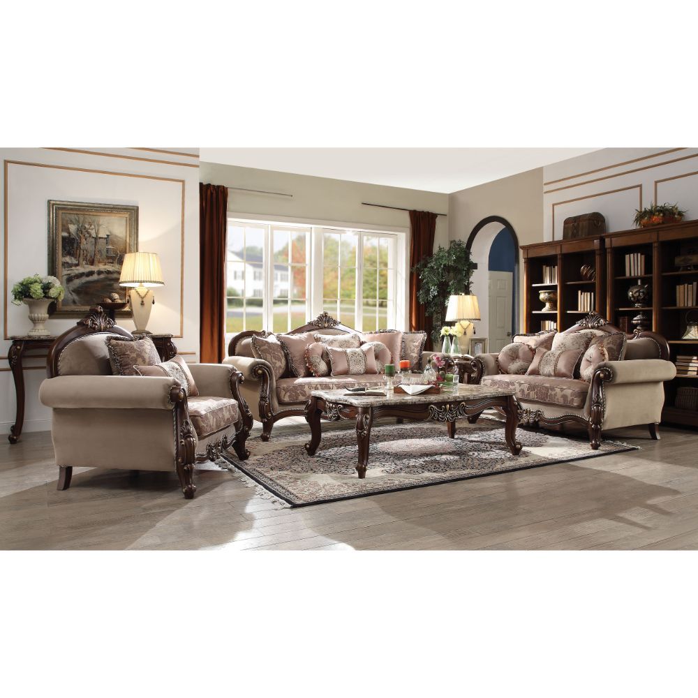 ACME Mehadi - Sofa - Velvet & Walnut | Meri Furniture