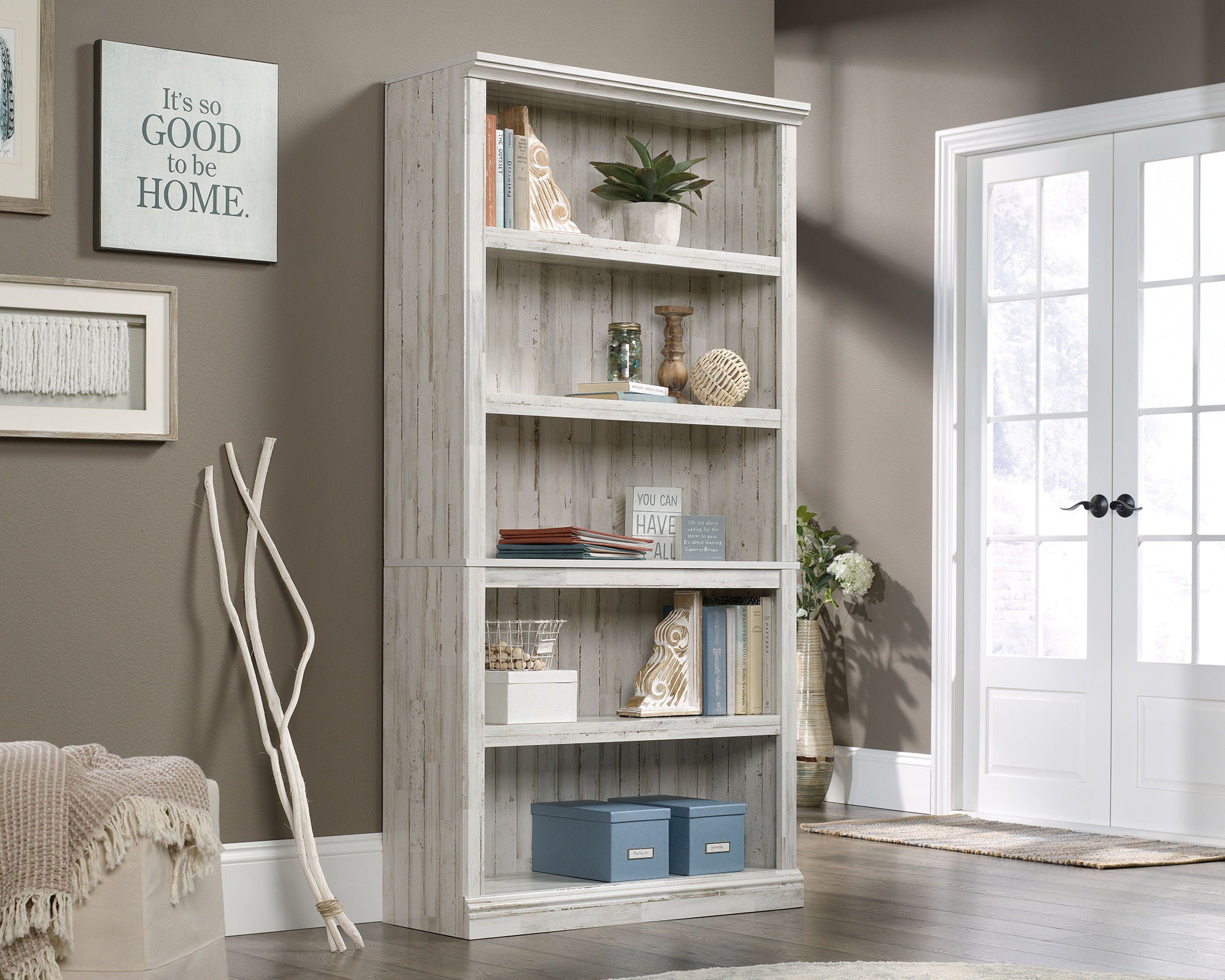 5-Shelf Bookcase in White Plank
