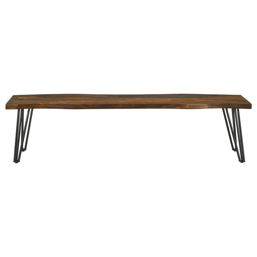 Coaster Fine Furniture Neve - Live Edge Wood Dining Bench Hairpin Legs - Gray Sheesham | Meri Furniture