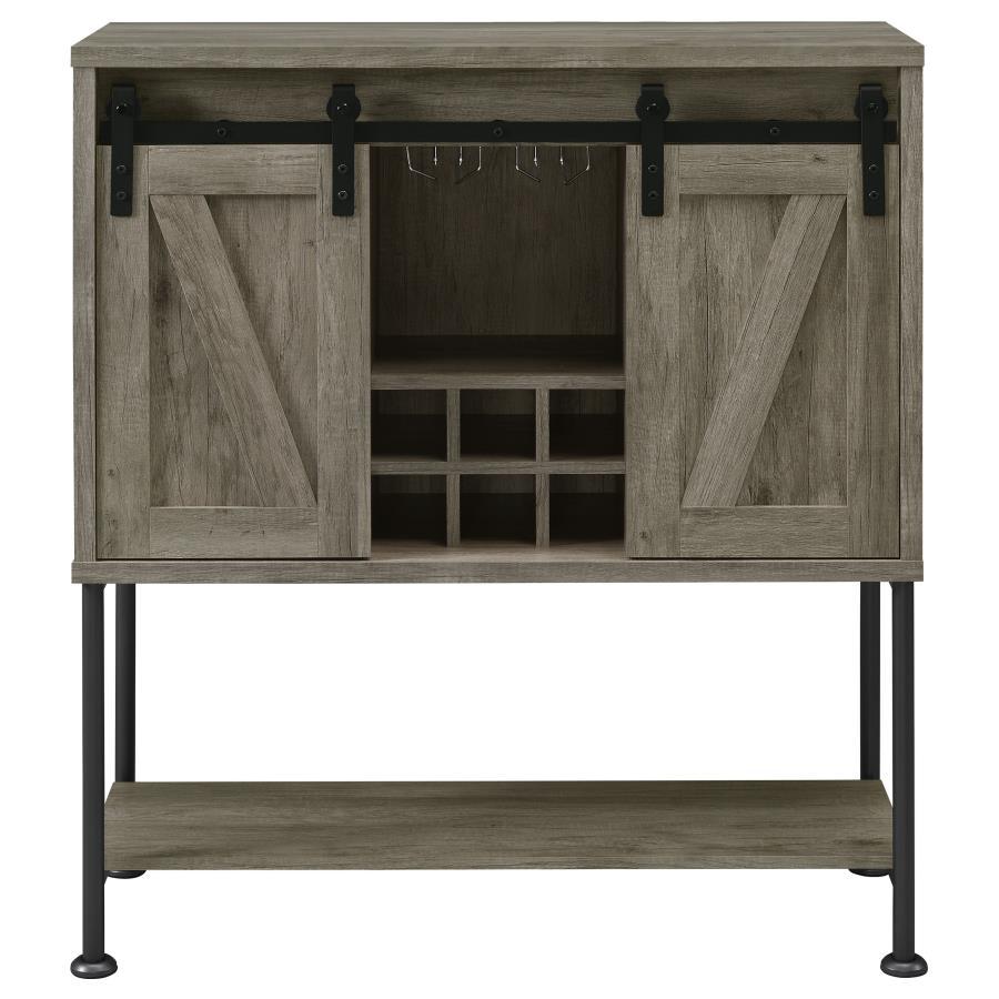 Coaster Fine Furniture Claremont - Sliding Door Home Bar Wine Cabinet - Gray Driftwood | Meri Furniture