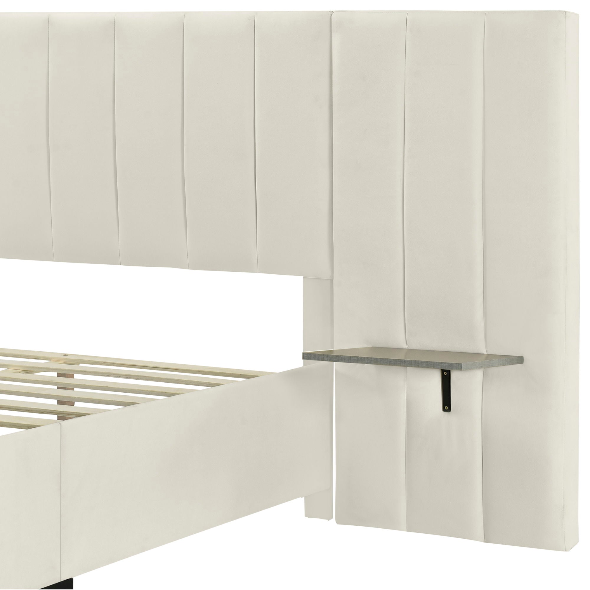 Upholstered Platform Bed With Big Headboard