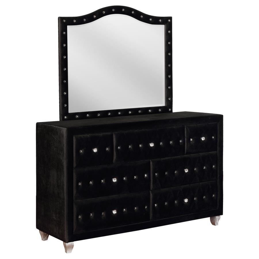 Coaster Fine Furniture Deanna - 7-Drawer Upholstered Dresser With Mirror | Meri Furniture