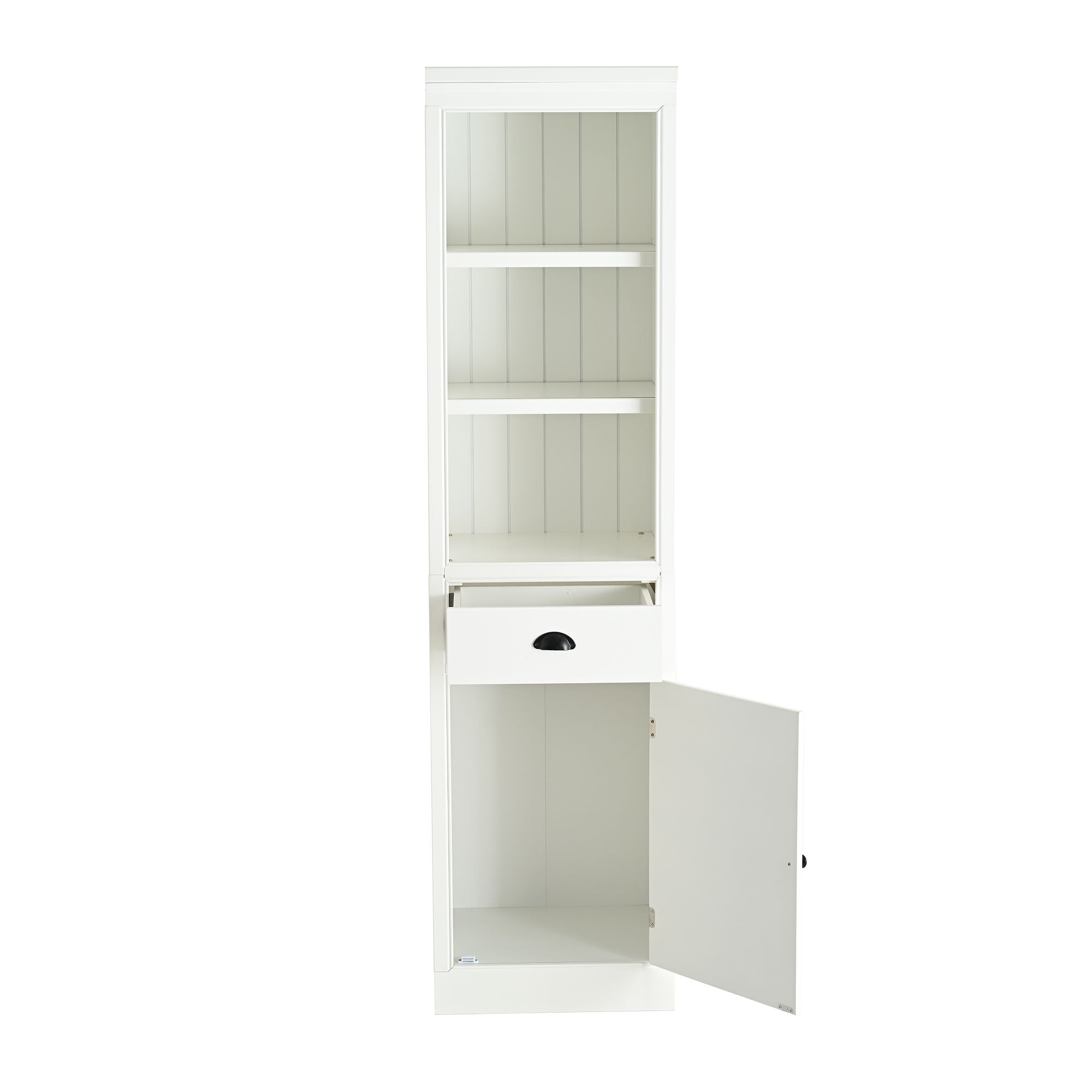 Retro Style 75'' Tall Display Shelf With Cabinet For Hallways Living Room Kitchen - White