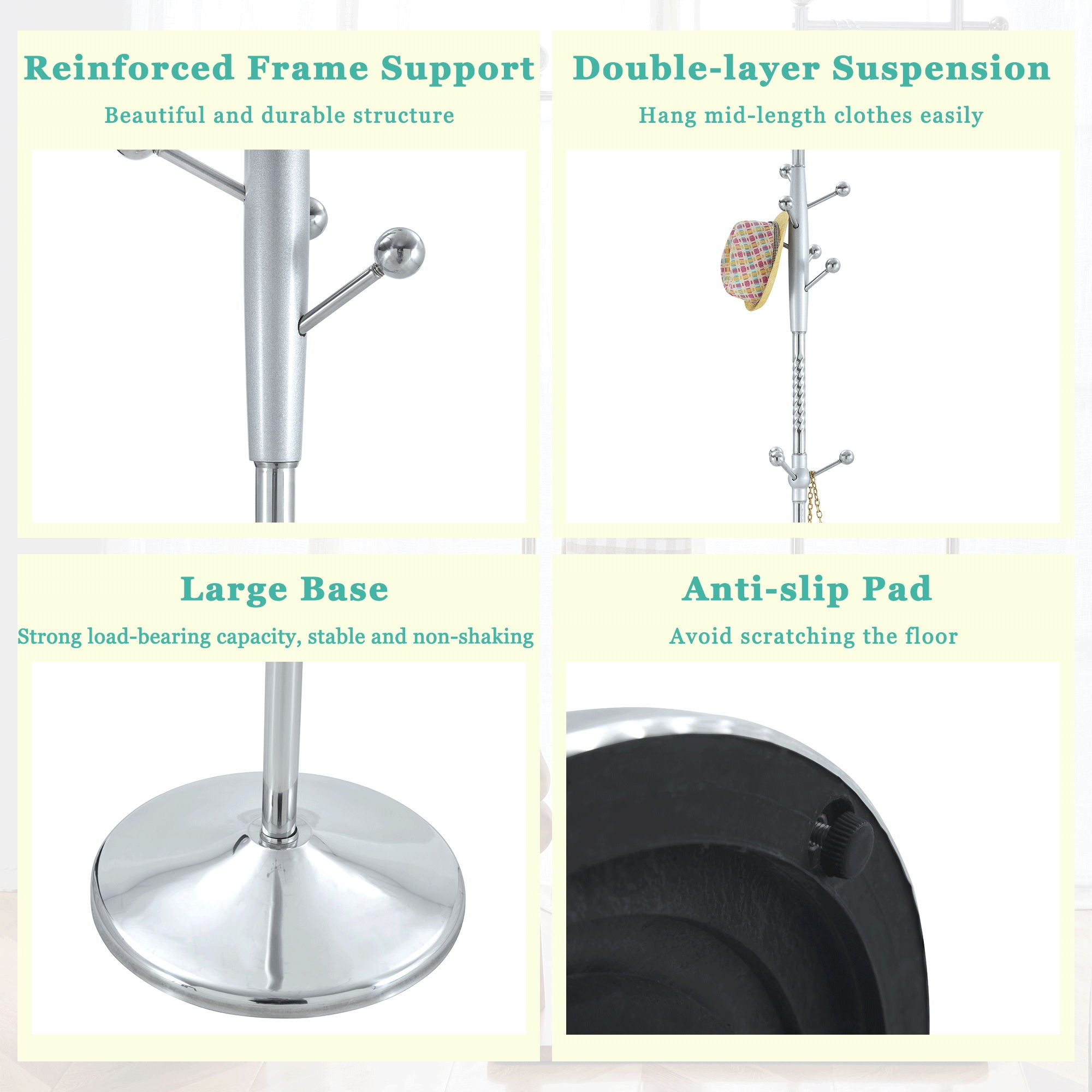 Modern Stainless Steel Spray Painted Hanger With Solid Wood Reinforcement