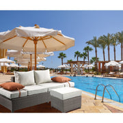 ACME Salena - Patio Sofa & Ottoman - Beige Fabric & Gray Wicker - 26" | Meri Furniture