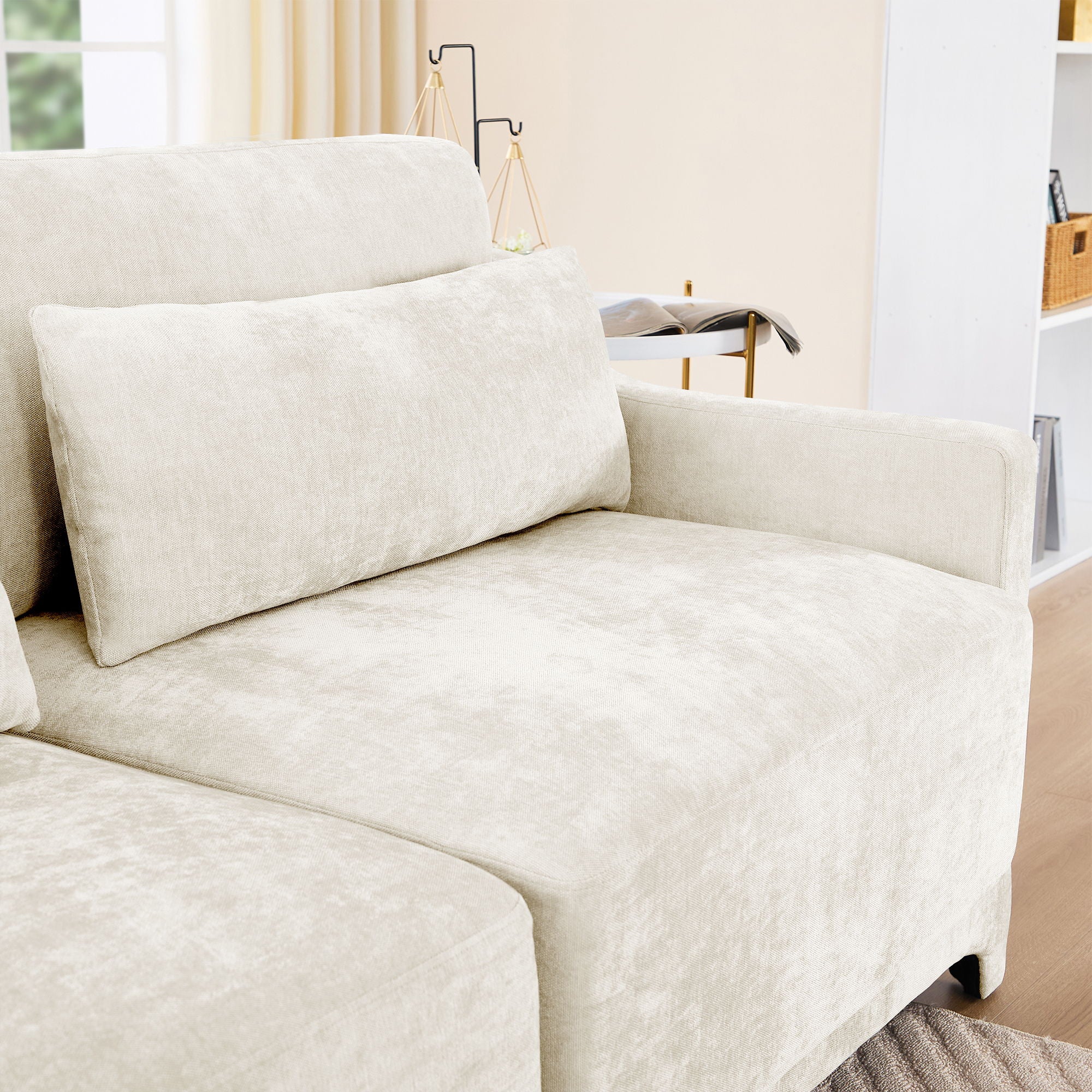 Elegant Sofa With Ergonomic Design And Lumbar Pillows