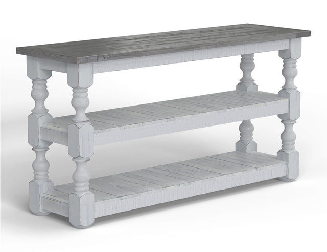 International Furniture Direct Stone - Sofa Table - Antiqued Ivory / Weathered Gray | Meri Furniture