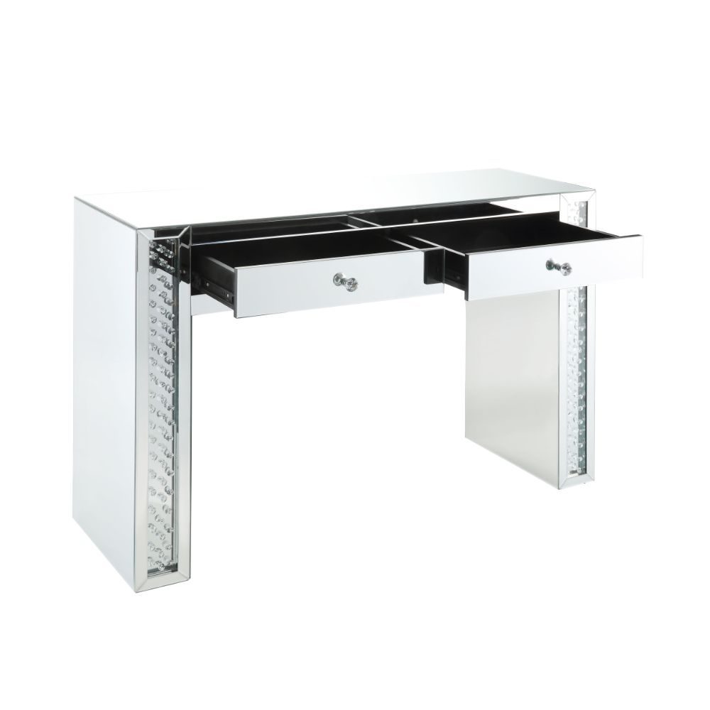 ACME Nysa - Vanity Desk - Mirrored & Faux Crystals | Meri Furniture