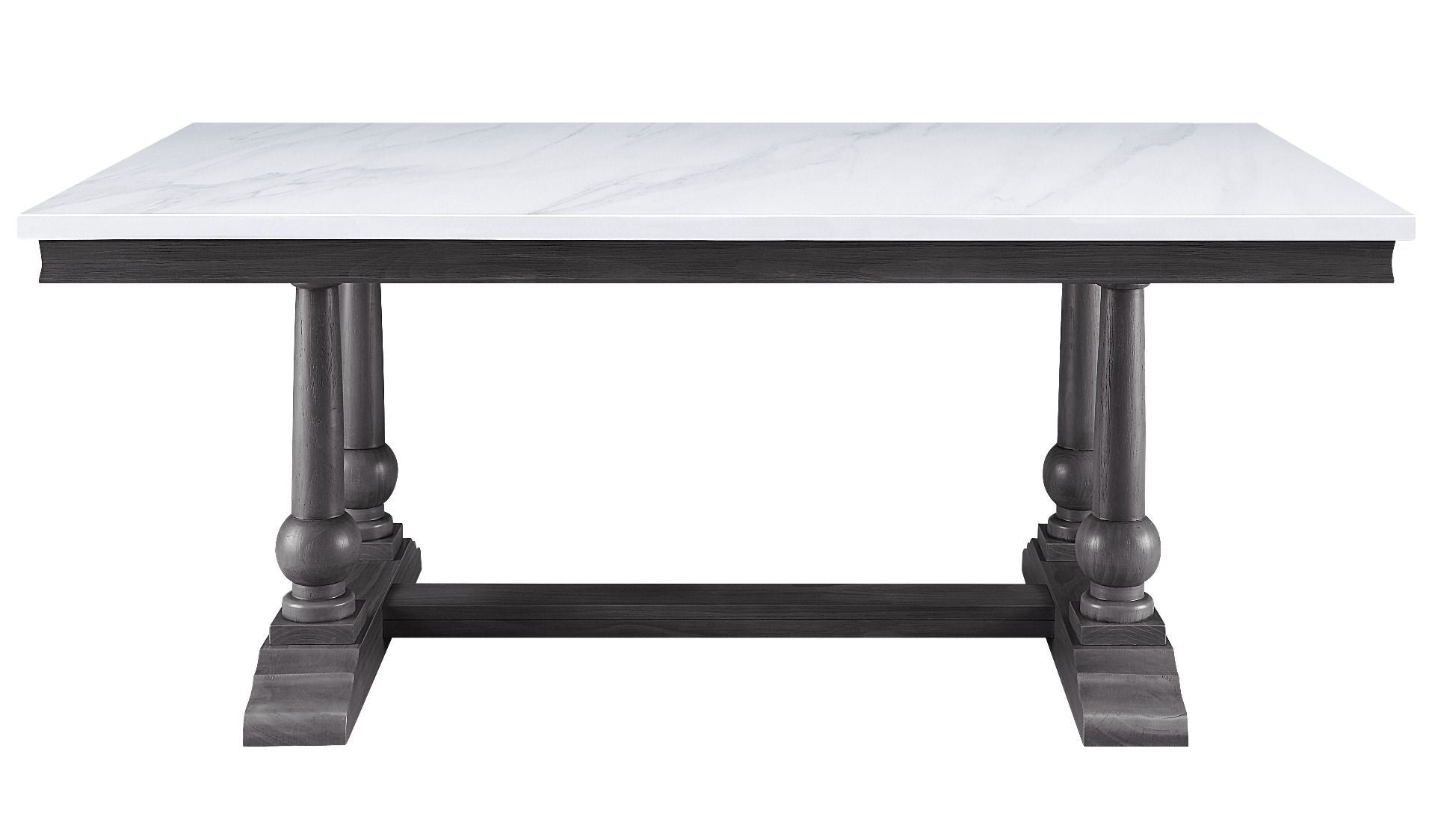 ACME Yabeina - Dining Table - Marble Top & Gray Oak Finish | Meri Furniture