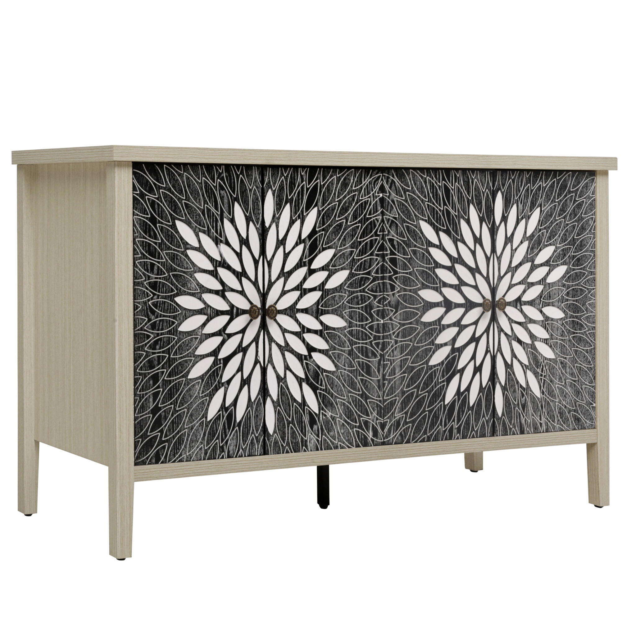 Modern Storage Cabinet With 4 Doors & Adjustable Shelves