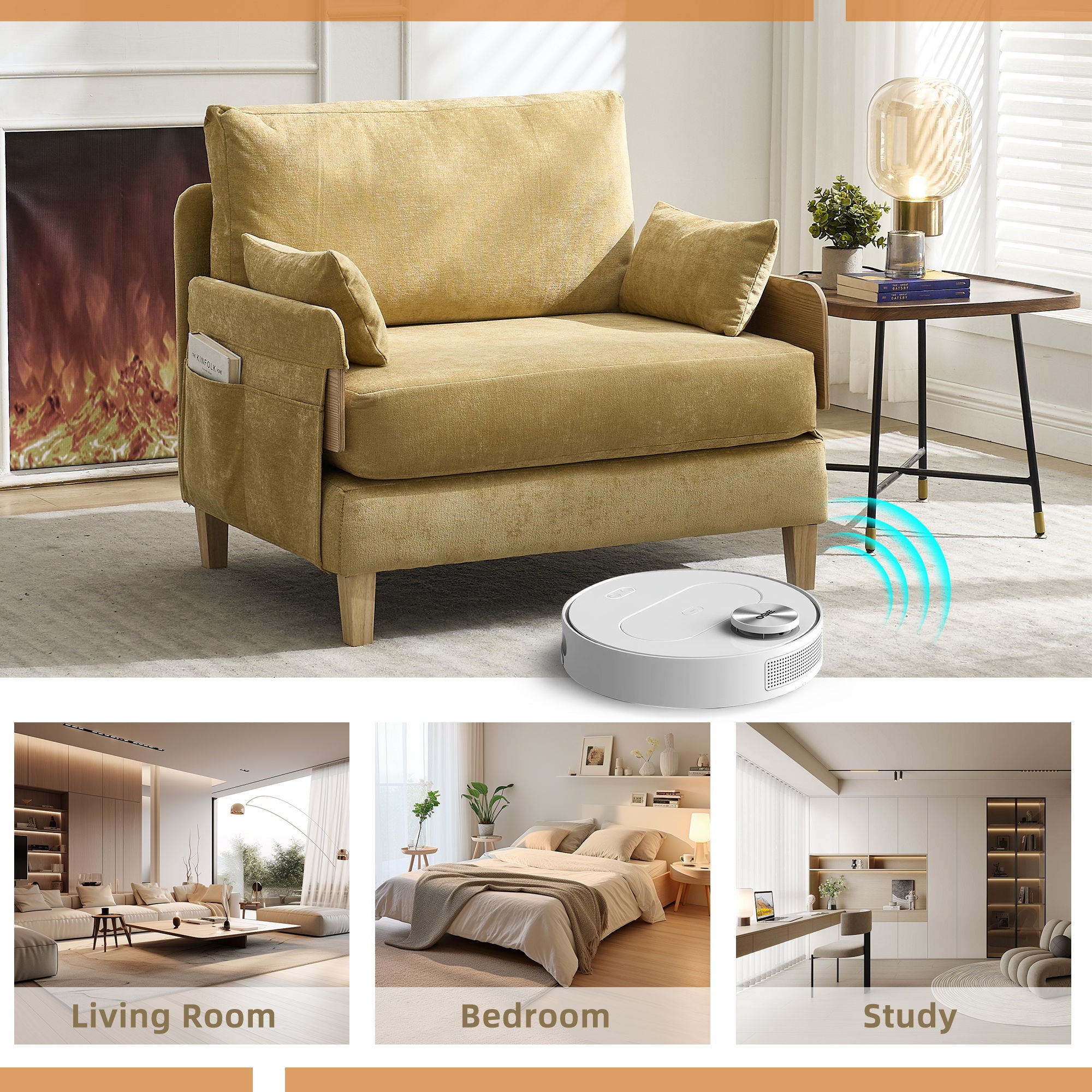 Mid Century Modern Foldable Sofa Bed, 3 In 1 Convertible Sleeper With 3 Pillows