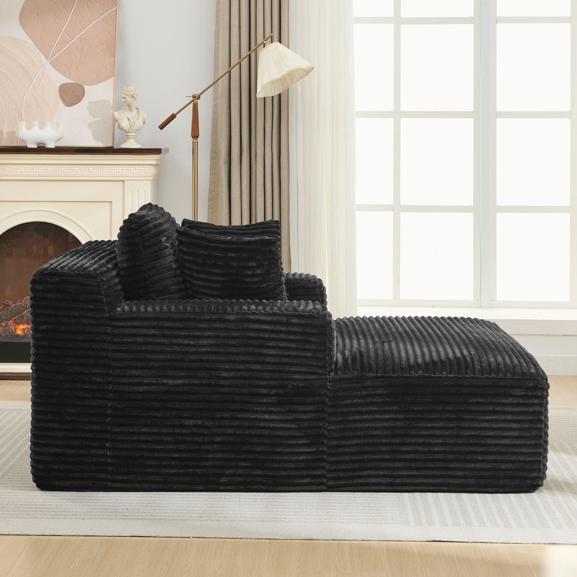Modern Full Compressed Chaise Lounge Sofa Bed With Removable Pillows