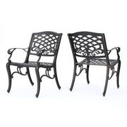 Luminea - Outdoor Aluminum Dining Chair With Scroll Design, Lattice Pattern And Cabriole Legs - Copper