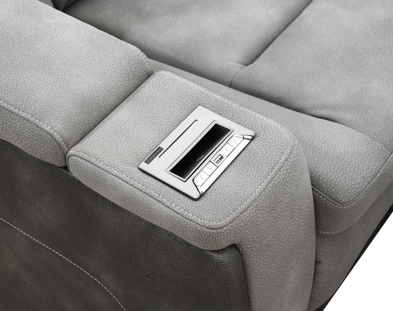 U77 - Power Reclining With Power Headrest, Storage Arms / USB And Wireless Charger Loveseat - Slate
