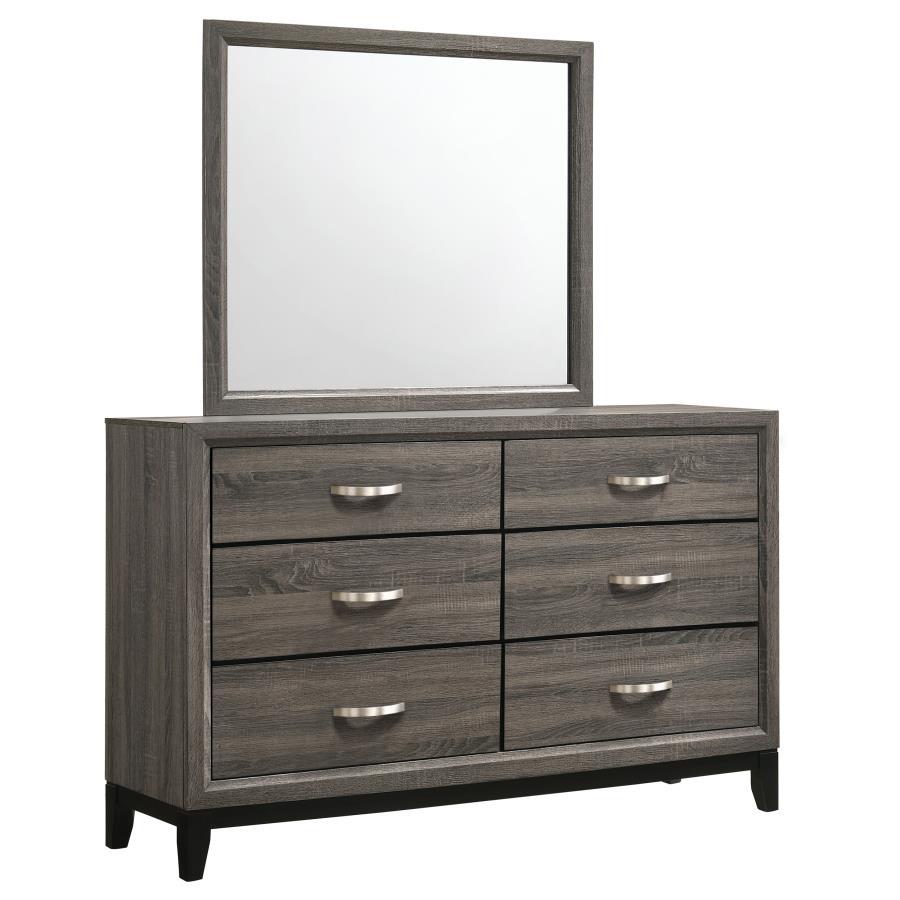 Coaster Fine Furniture Watson - 6-Drawer Dresser With Mirror - Gray Oak | Meri Furniture